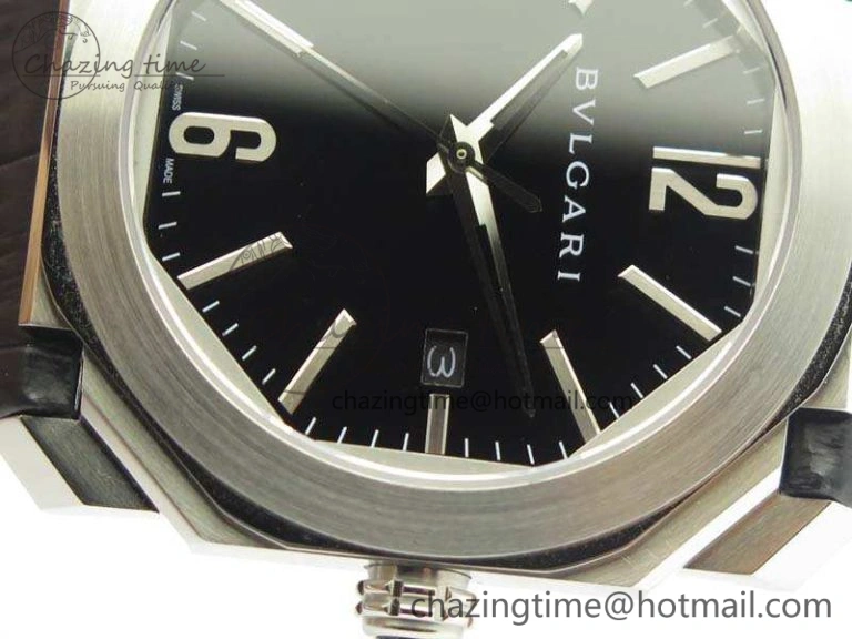 Premium OCTO SS JL 1:1 Best Edition Black Dial On Leather Strap BVL193 ( Free Rubber Strap) 5826