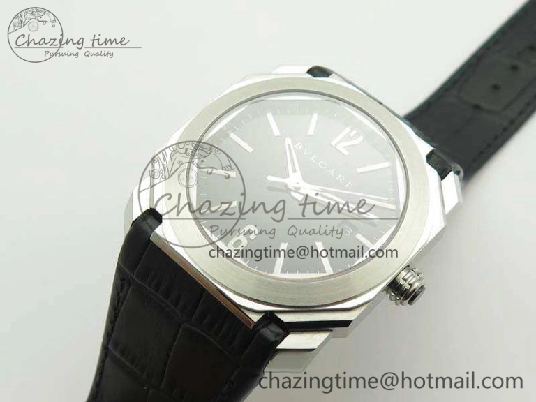 Premium OCTO SS JL 1:1 Best Edition Black Dial On Leather Strap BVL193 ( Free Rubber Strap) 5826