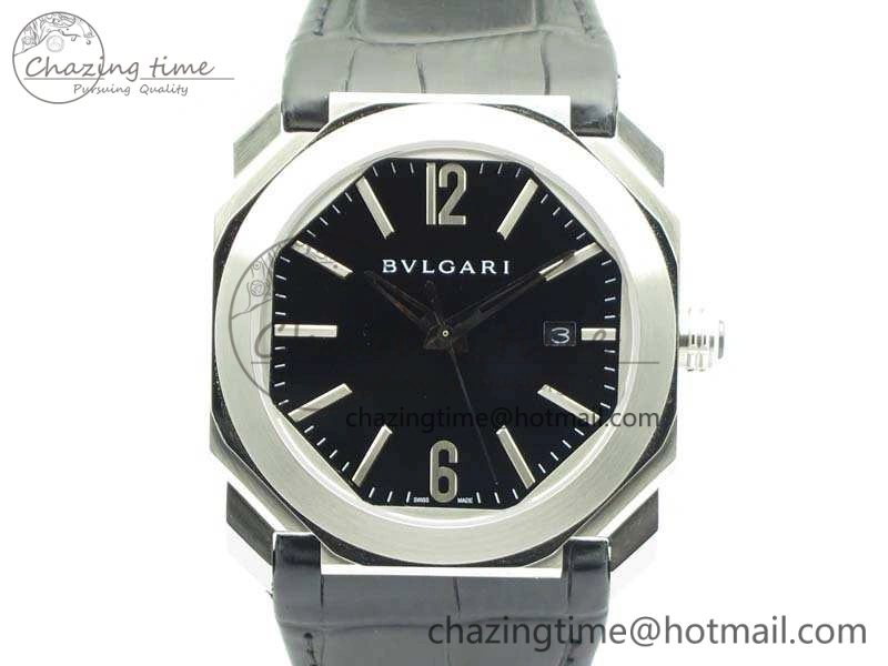 Premium OCTO SS JL 1:1 Best Edition Black Dial On Leather Strap BVL193 ( Free Rubber Strap) 5826