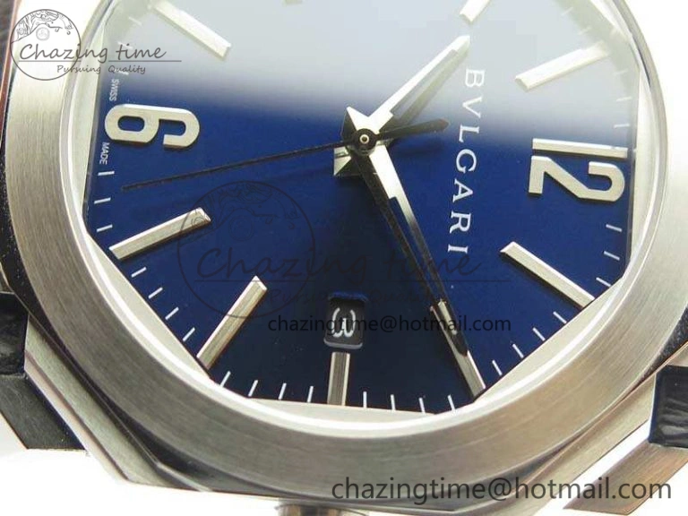 ZeroBulk OCTO SS JL 1:1 Best Edition Blue Dial On Leather Strap BVL193 ( Free Rubber Strap) 5825
