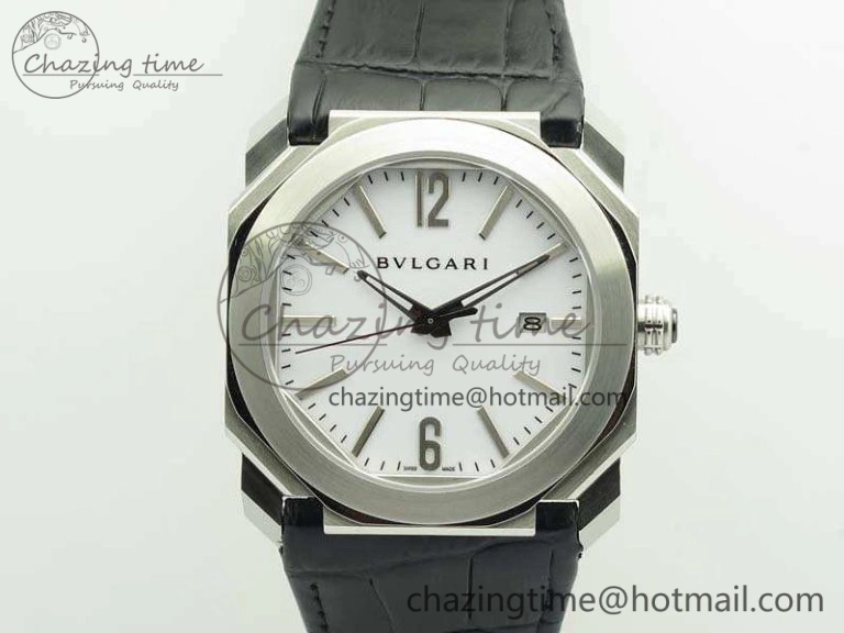 OCTO SS JL 1:1 Best Edition White Dial On Leather Strap BVL Supportive 5827