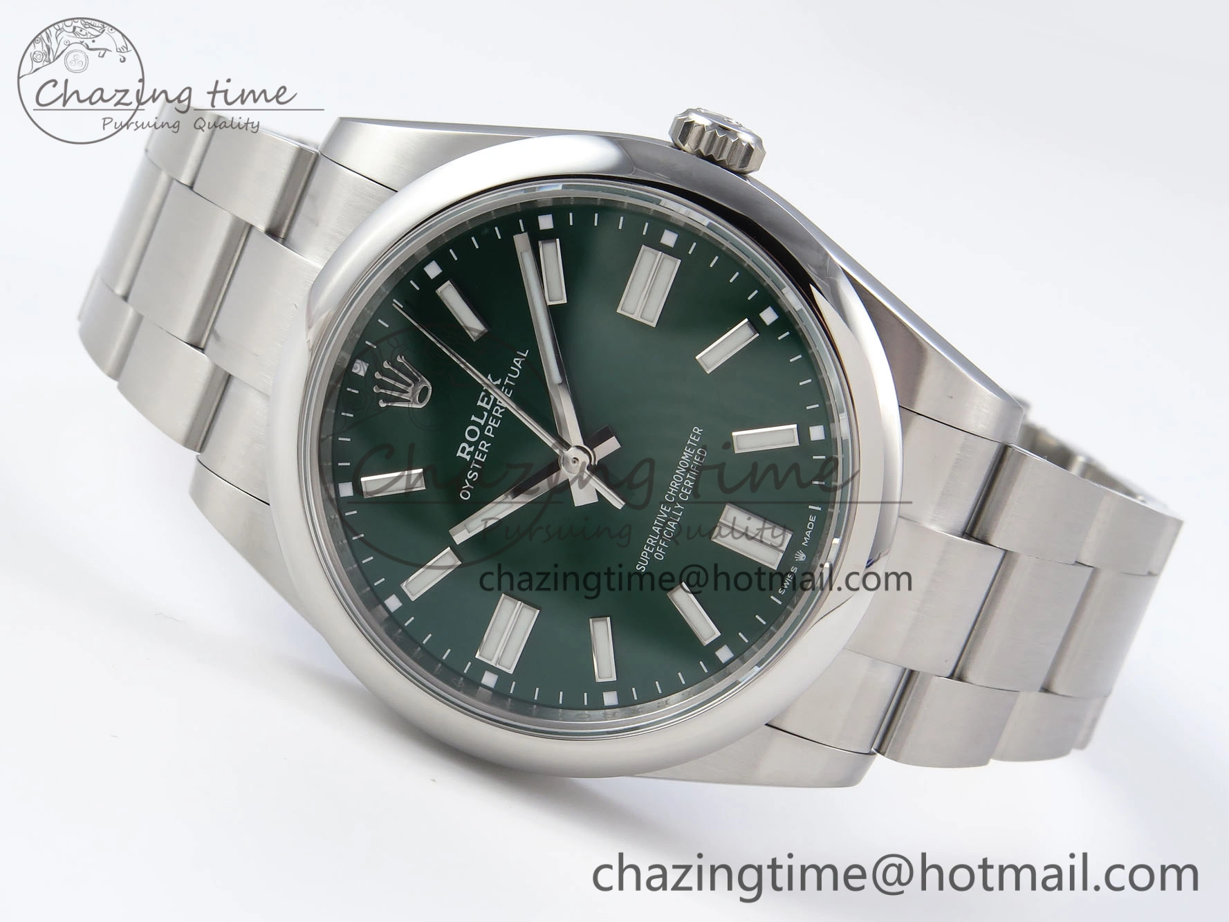 OYSTER PERPETUAL 124300 41MM VSF 1:1 BEST EDITION 904L STEEL GREEN DIAL VS Soft 1768