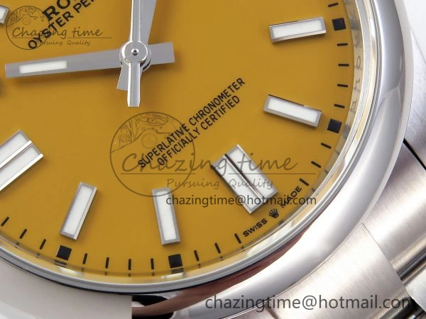 Neat OYSTER PERPETUAL 124300 41MM VSF 1:1 BEST EDITION 904L STEEL YELLOW DIAL VS 1769