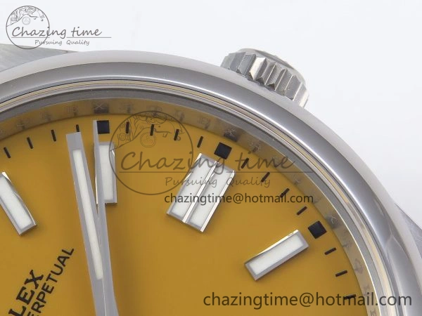 Neat OYSTER PERPETUAL 124300 41MM VSF 1:1 BEST EDITION 904L STEEL YELLOW DIAL VS 1769