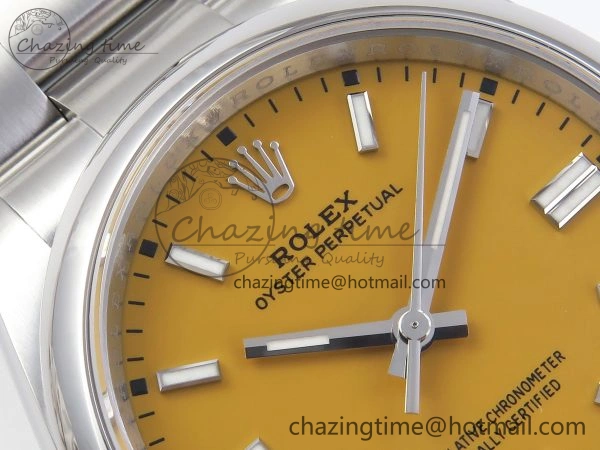 SunProtective OYSTER PERPETUAL 126000 36MM VSF 1:1 BEST EDITION 904L STEEL YELLOW DIAL VS 1774