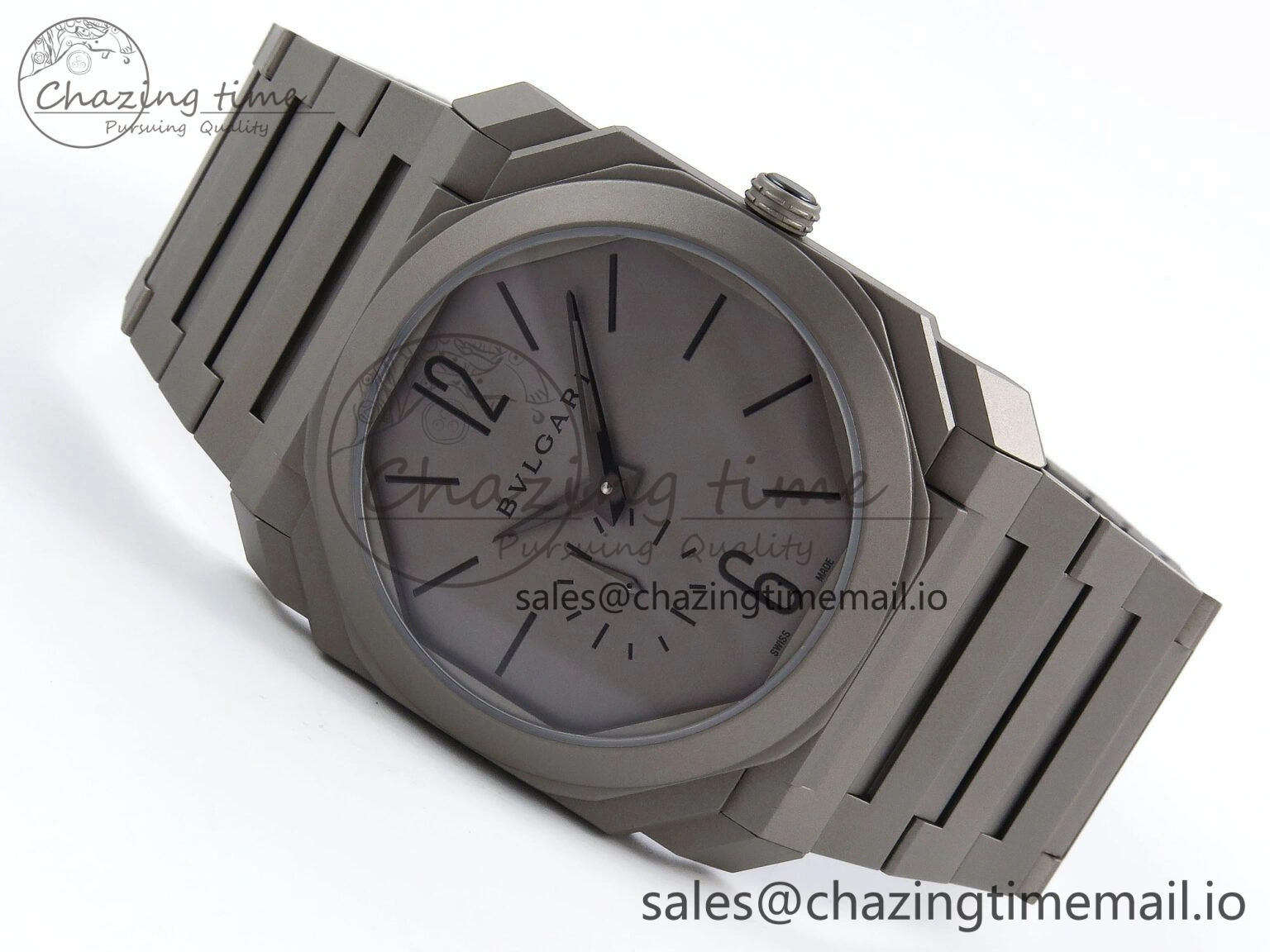 Octo Finissimo Titanuim BVF 1:1 Best Edition Gray Dial on Bracelet Asian Micro Rotor Movement Sustainable 5815