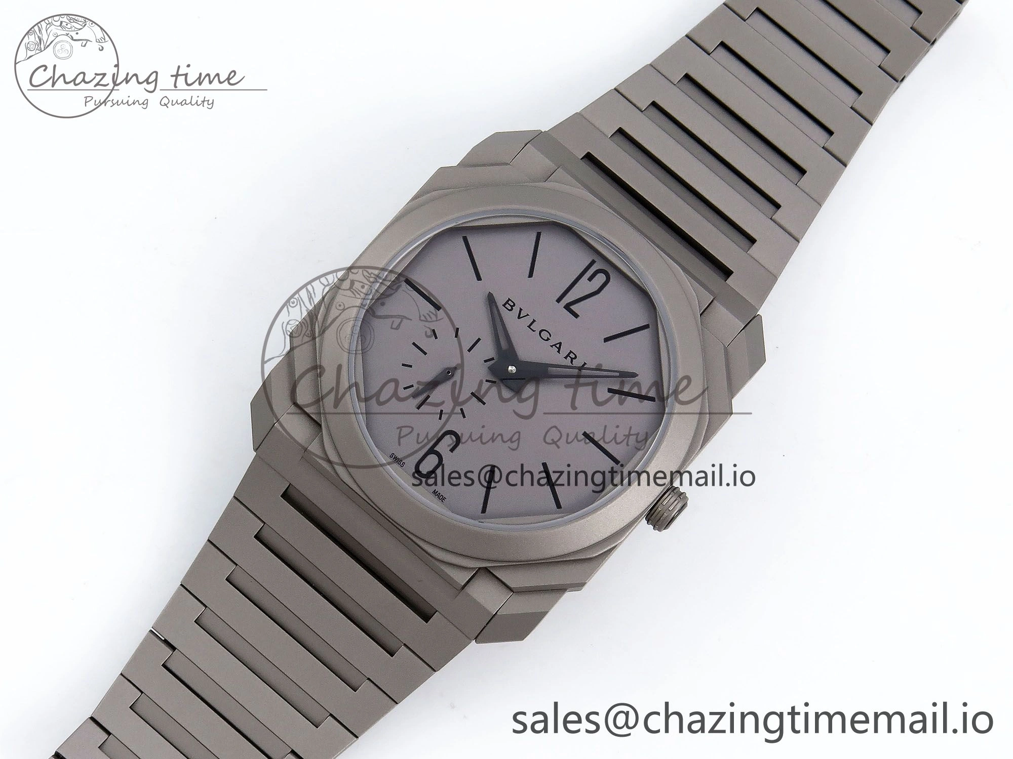 Octo Finissimo Titanuim BVF 1:1 Best Edition Gray Dial on Bracelet Asian Micro Rotor Movement Sustainable 5815