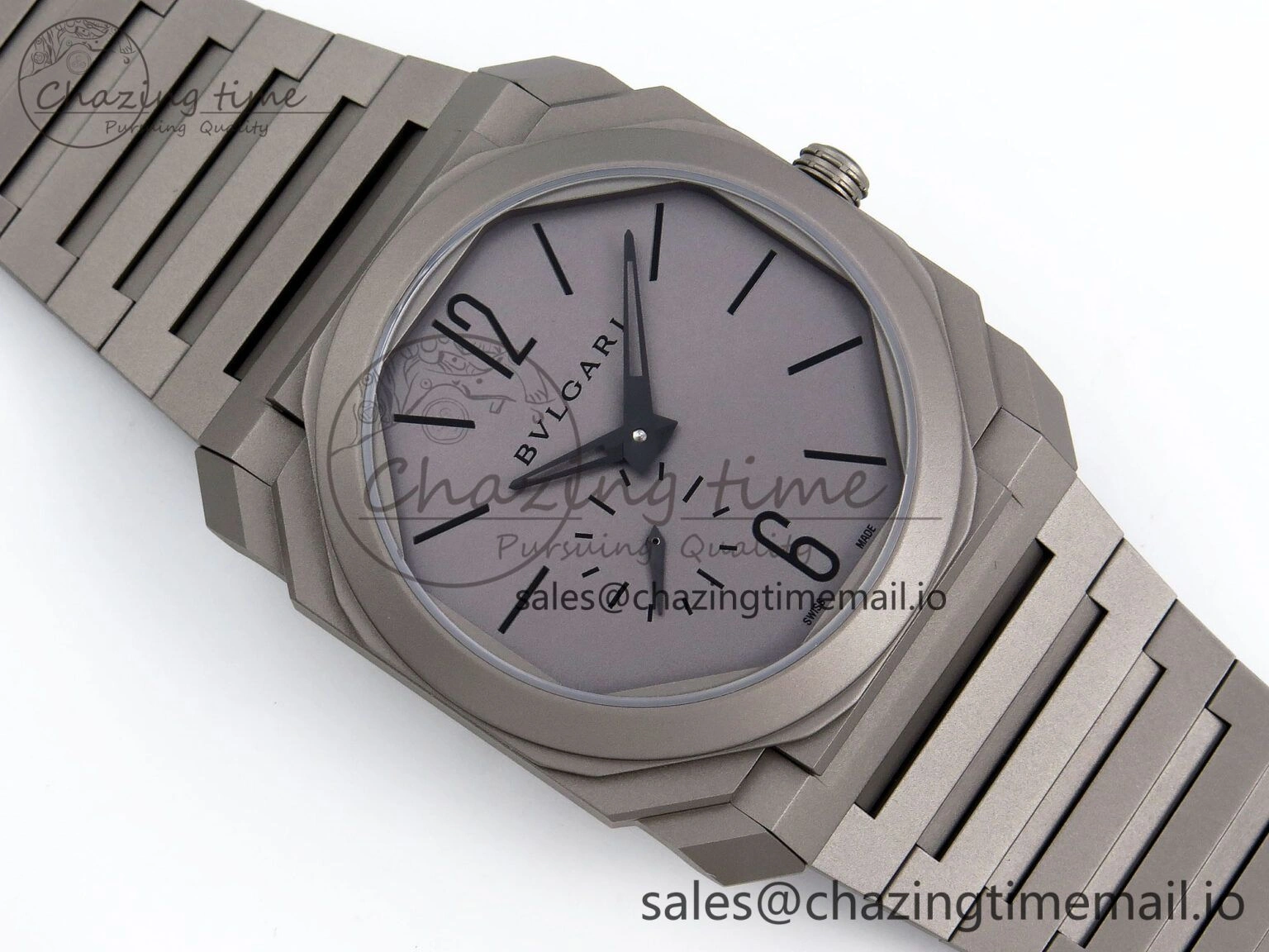 Octo Finissimo Titanuim BVF 1:1 Best Edition Gray Dial on Bracelet Asian Micro Rotor Movement Sustainable 5815
