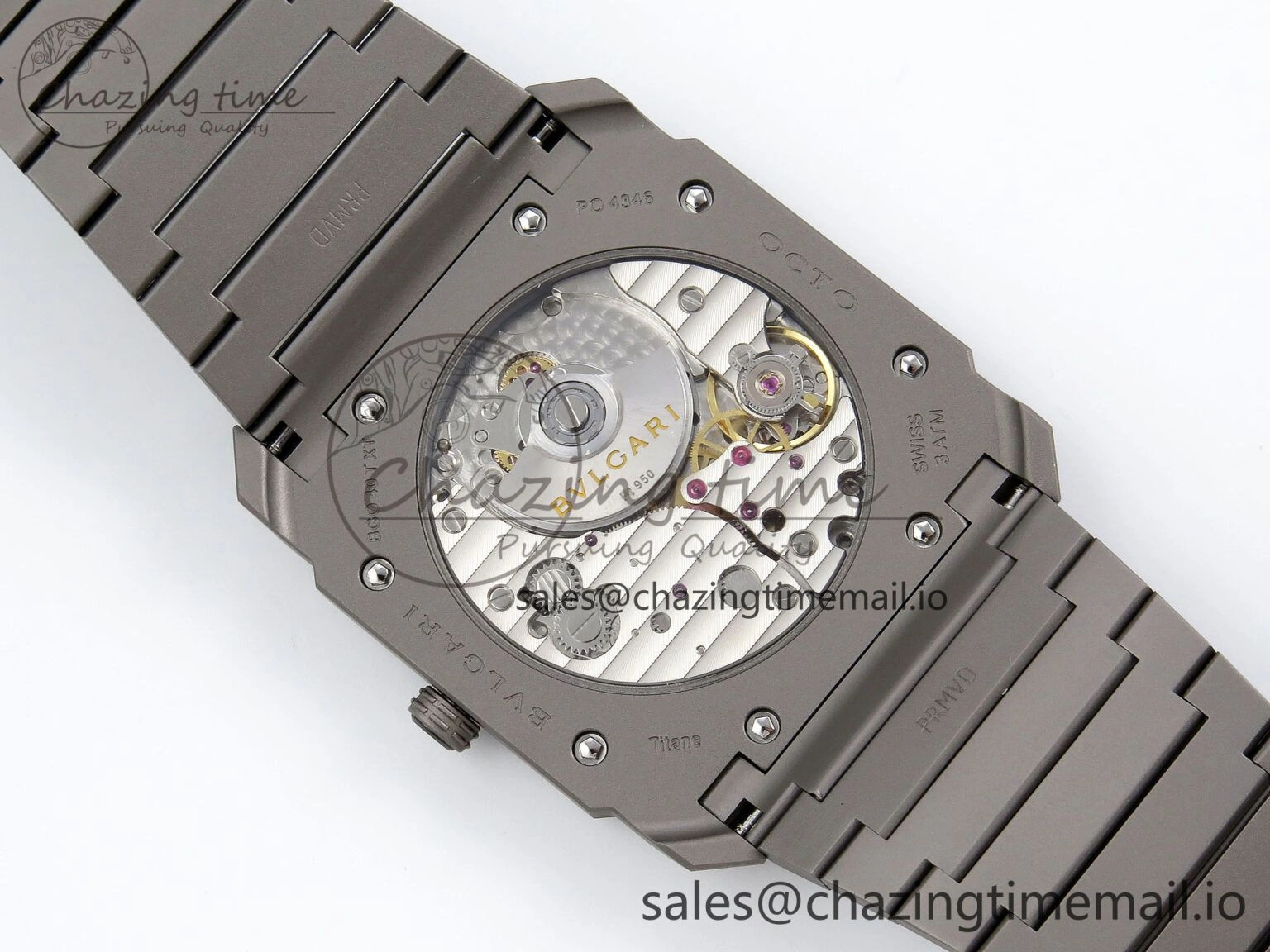 Octo Finissimo Titanuim BVF 1:1 Best Edition Gray Dial on Bracelet Asian Micro Rotor Movement Sustainable 5815