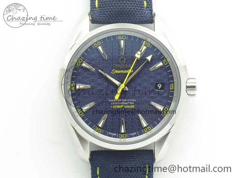 EasyCare Omega Aqua Terra 15007 Gauss “Spectre” VSF 1:1 Best Edition Blue Textured Dial on Blue Nylon Strap A8507 Super Clone 8038