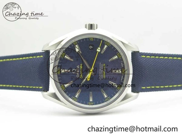 EasyCare Omega Aqua Terra 15007 Gauss “Spectre” VSF 1:1 Best Edition Blue Textured Dial on Blue Nylon Strap A8507 Super Clone 8038