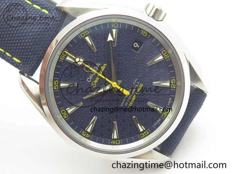 EasyCare Omega Aqua Terra 15007 Gauss “Spectre” VSF 1:1 Best Edition Blue Textured Dial on Blue Nylon Strap A8507 Super Clone 8038