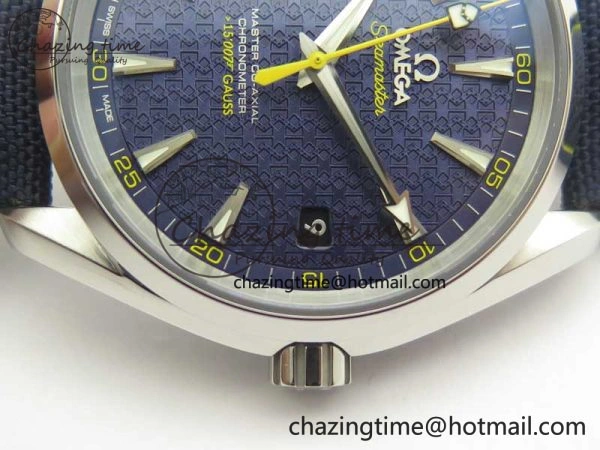 EasyCare Omega Aqua Terra 15007 Gauss “Spectre” VSF 1:1 Best Edition Blue Textured Dial on Blue Nylon Strap A8507 Super Clone 8038