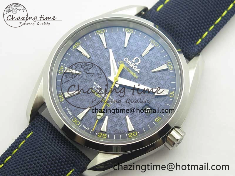 EasyCare Omega Aqua Terra 15007 Gauss “Spectre” VSF 1:1 Best Edition Blue Textured Dial on Blue Nylon Strap A8507 Super Clone 8038