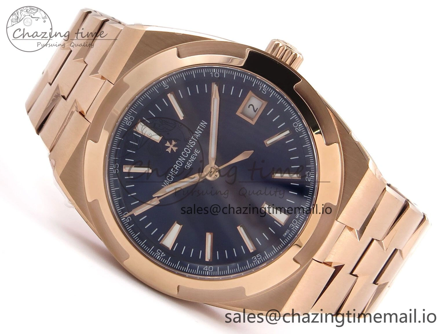 Overseas 4500V RG 8F 1:1 Best Edition Blue Dial on RG Bracelet A Premium 9841