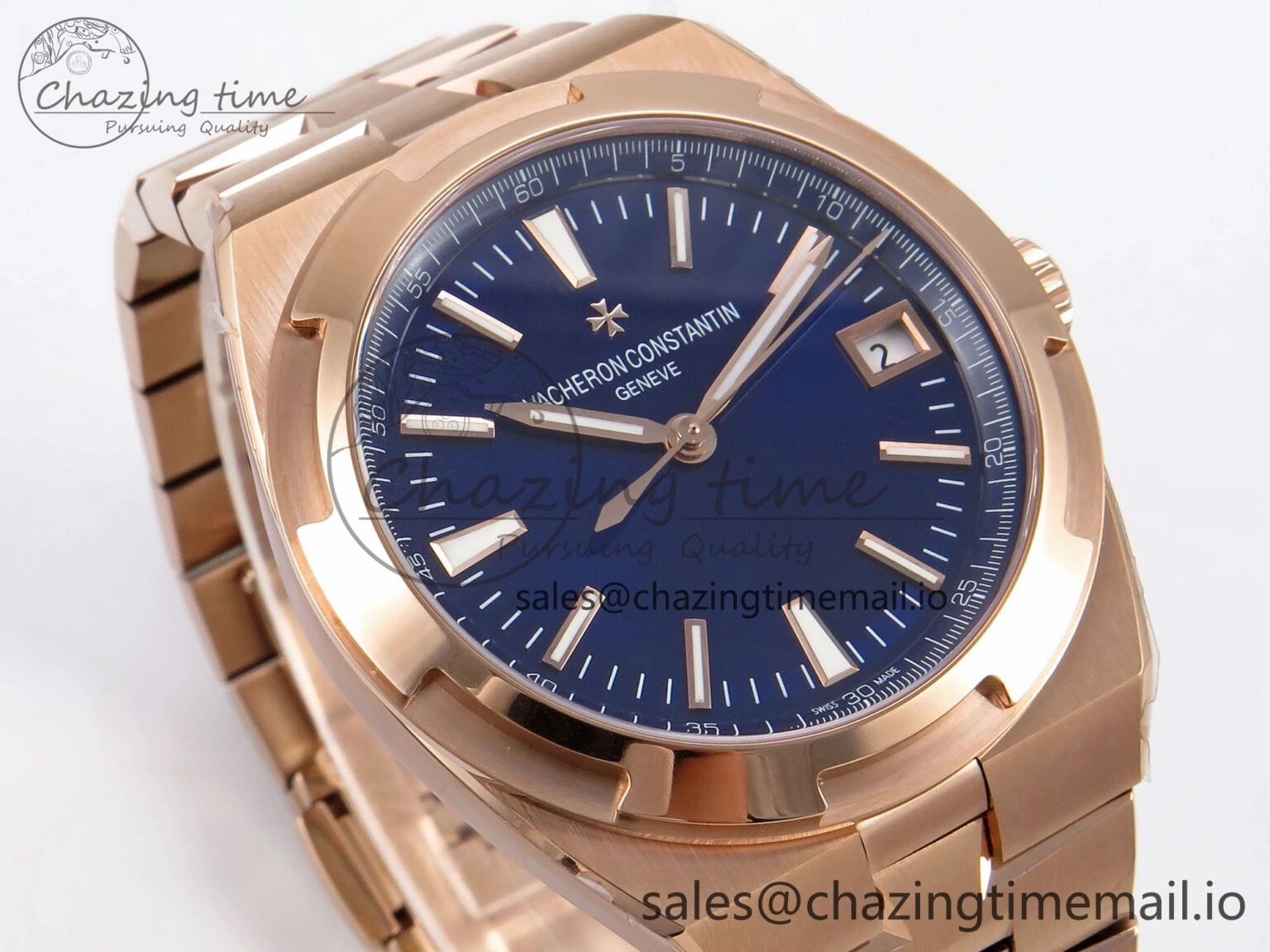 Overseas 4500V RG 8F 1:1 Best Edition Blue Dial on RG Bracelet A Premium 9841