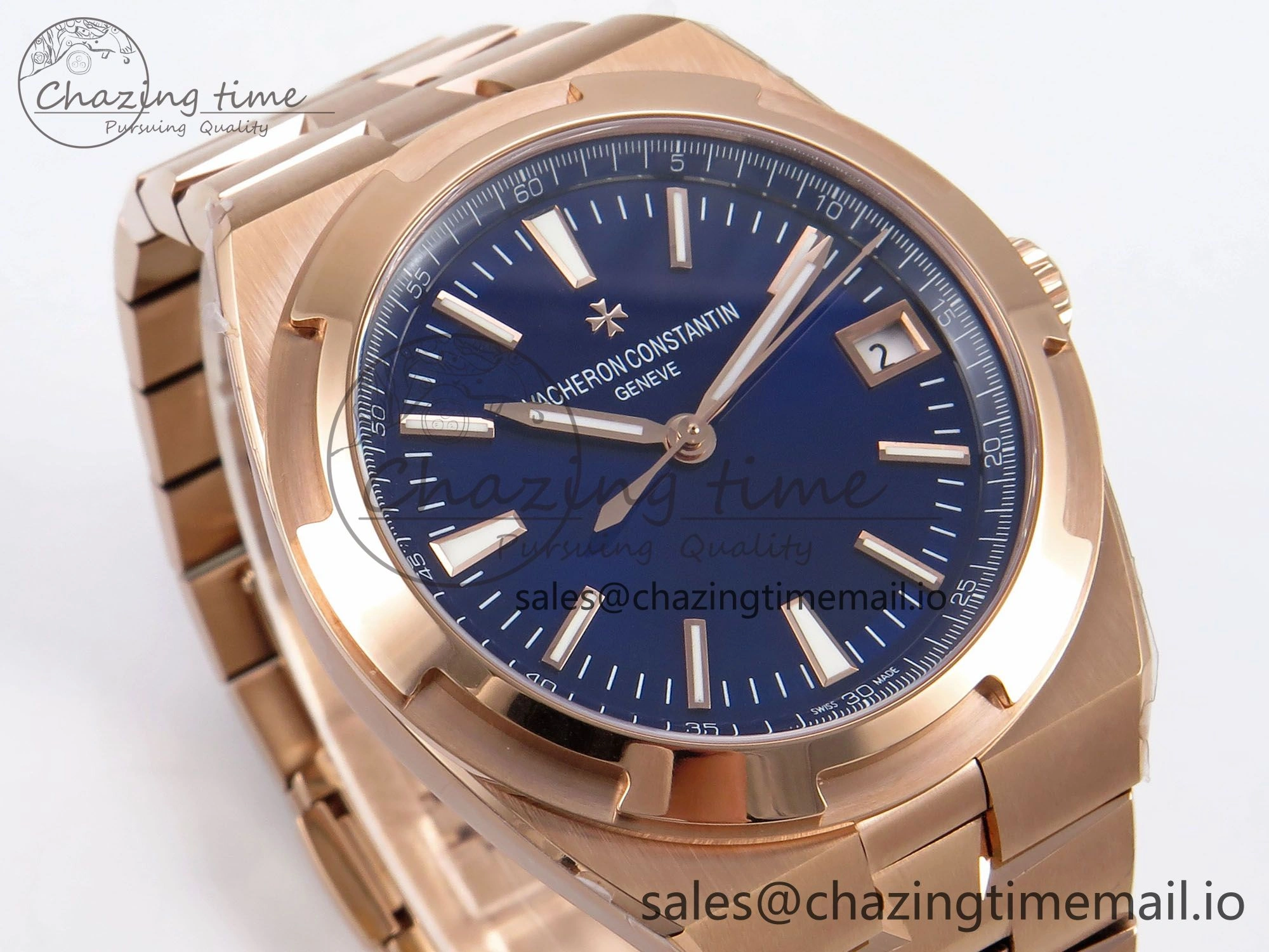 Overseas 4500V RG 8F 1:1 Best Edition Blue Dial on RG Bracelet A Premium 9841