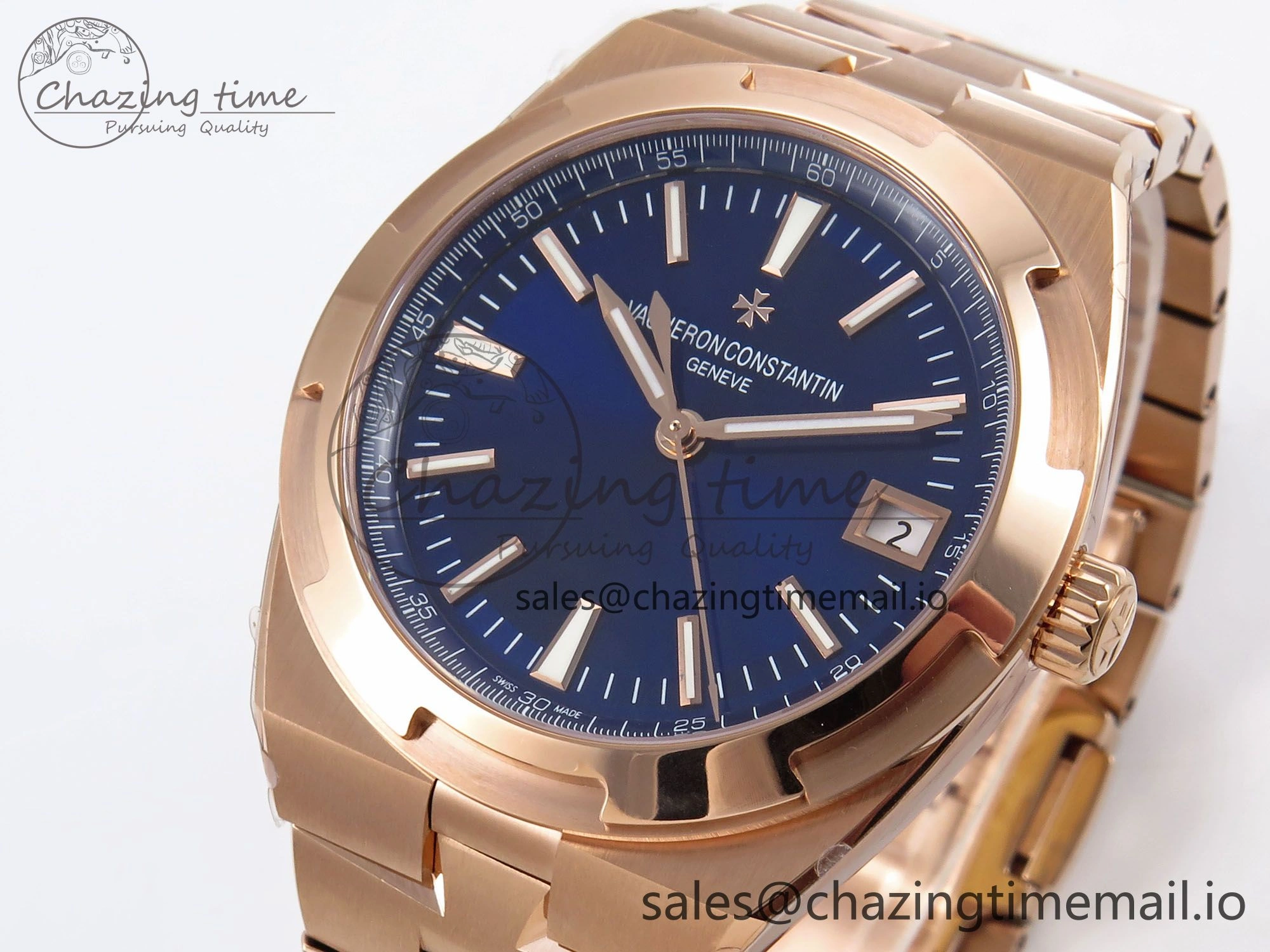 Overseas 4500V RG 8F 1:1 Best Edition Blue Dial on RG Bracelet A Premium 9841