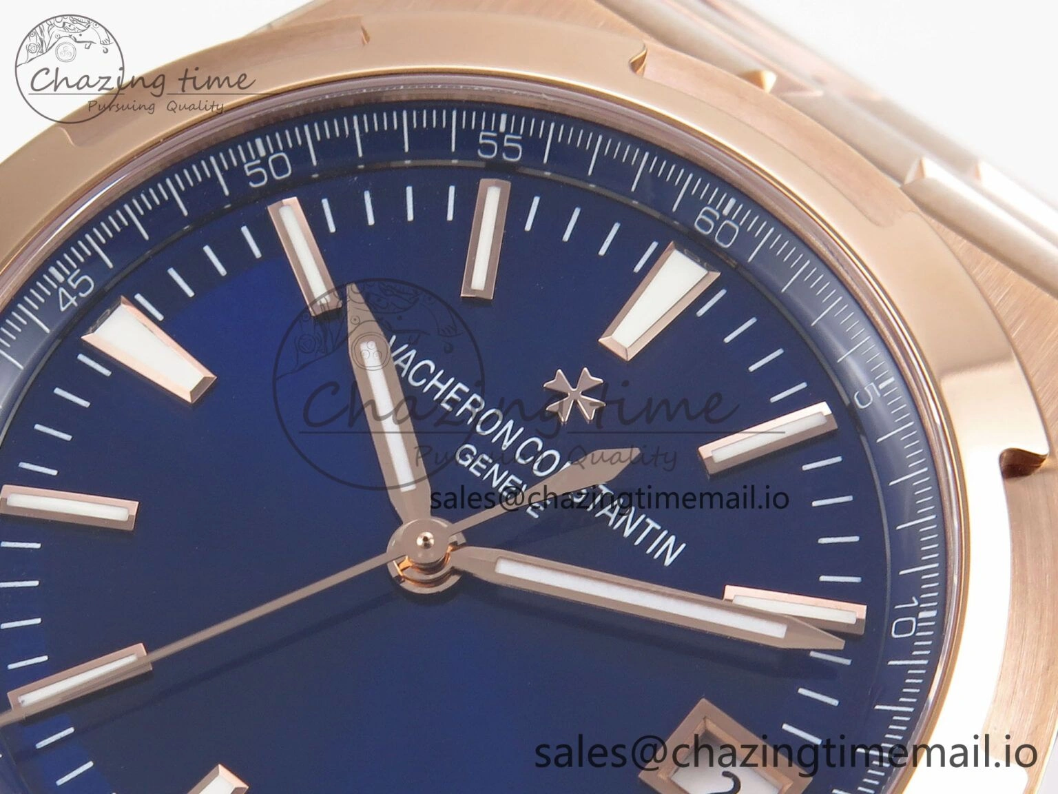 Overseas 4500V RG 8F 1:1 Best Edition Blue Dial on RG Bracelet A Premium 9841