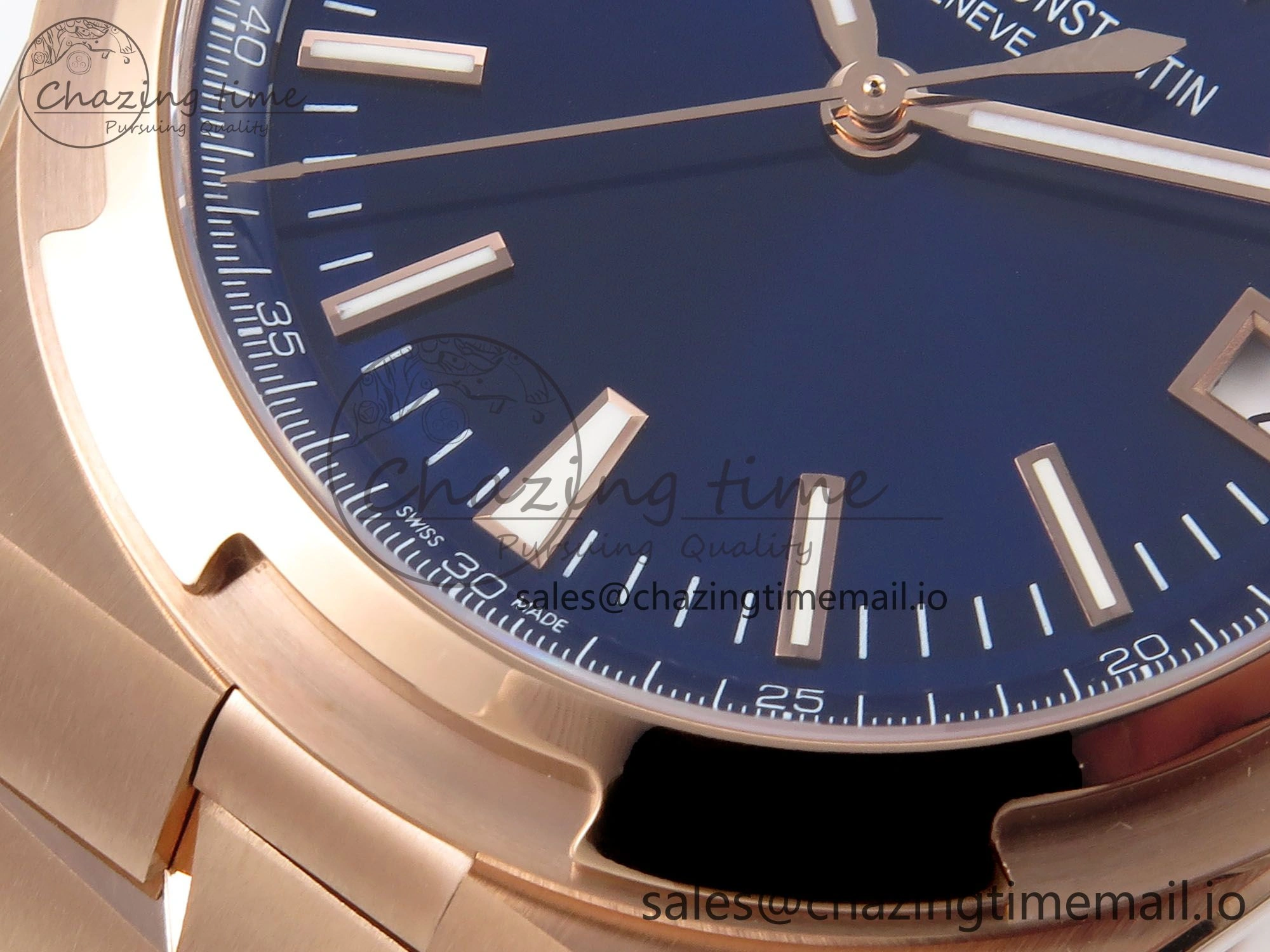 Overseas 4500V RG 8F 1:1 Best Edition Blue Dial on RG Bracelet A Premium 9841