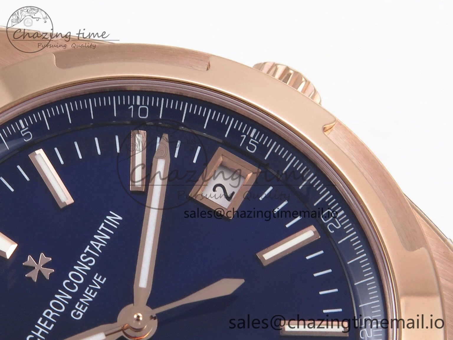 Overseas 4500V RG 8F 1:1 Best Edition Blue Dial on RG Bracelet A Premium 9841