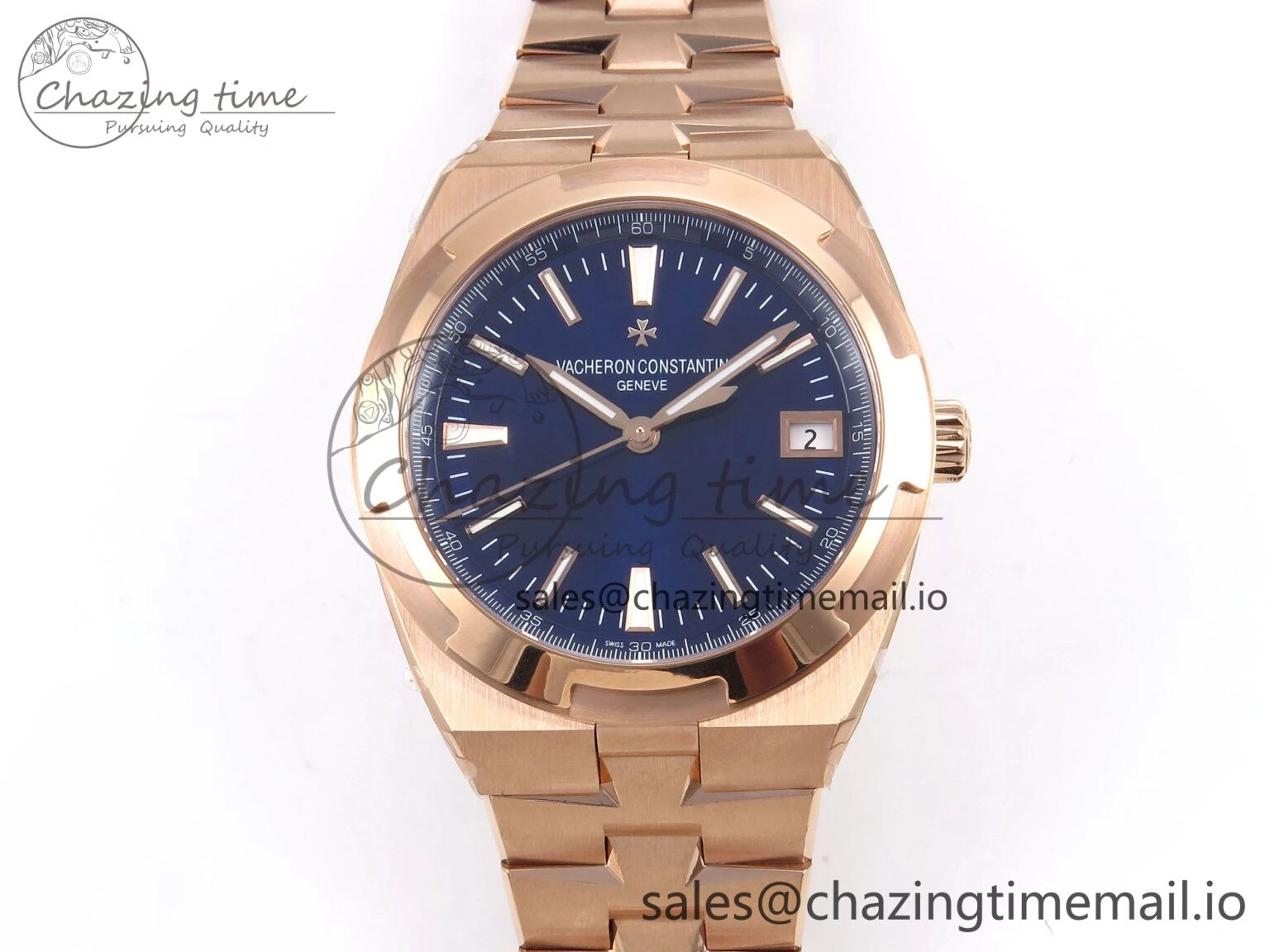 Overseas 4500V RG 8F 1:1 Best Edition Blue Dial on RG Bracelet A Premium 9841