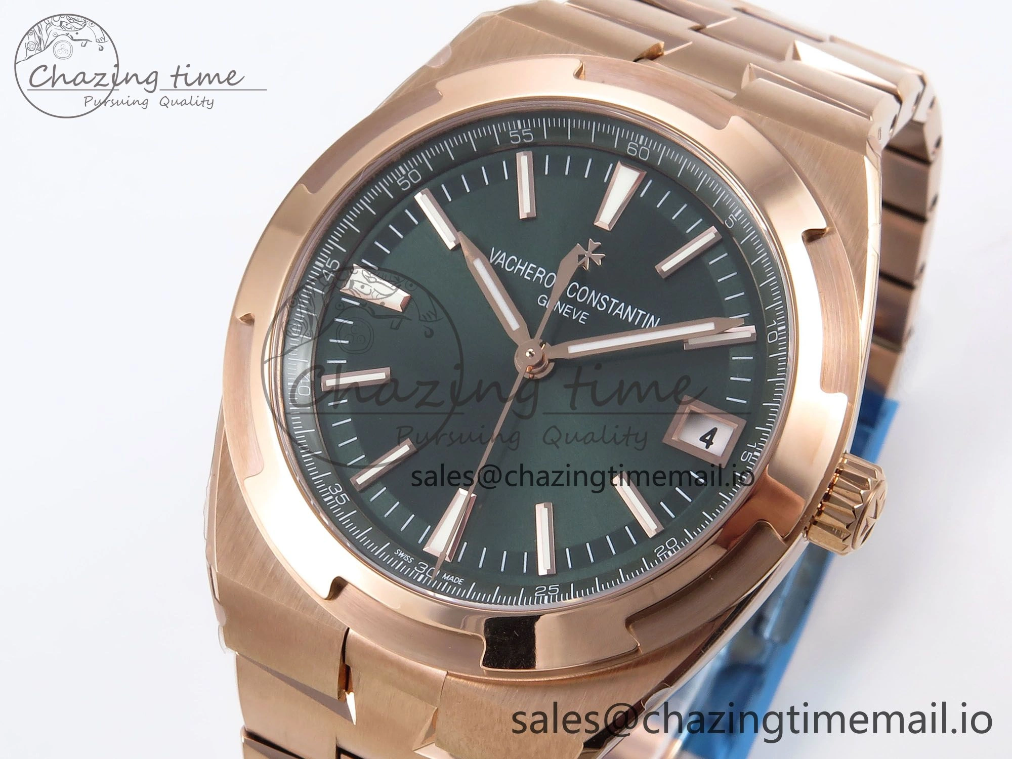 Effortless Overseas 4500V RG 8F 1:1 Best Edition Green Dial on RG Bracelet A 9840