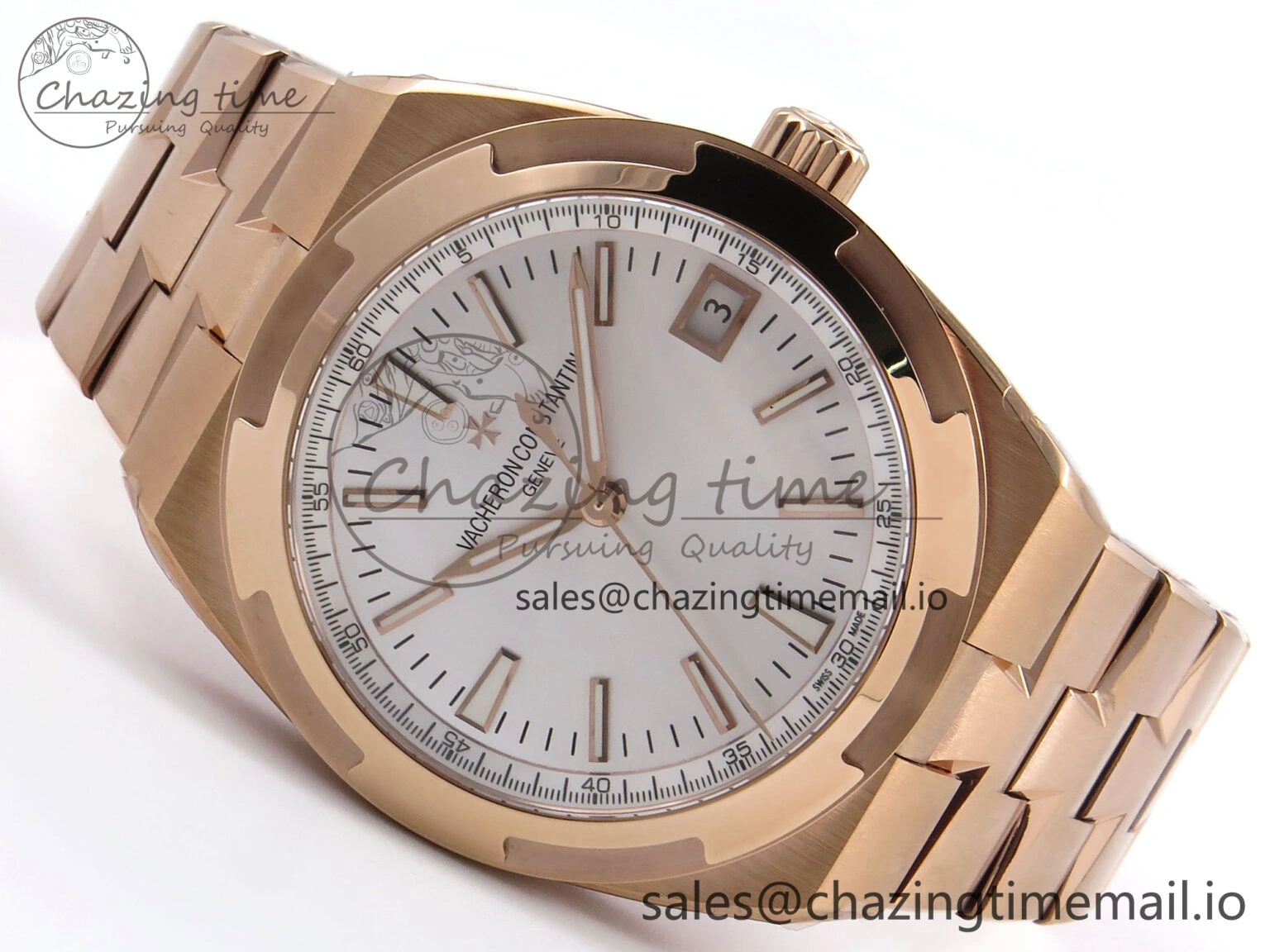 Breathable Overseas 4500V RG 8F 1:1 Best Edition White Dial on RG Bracelet A 9839