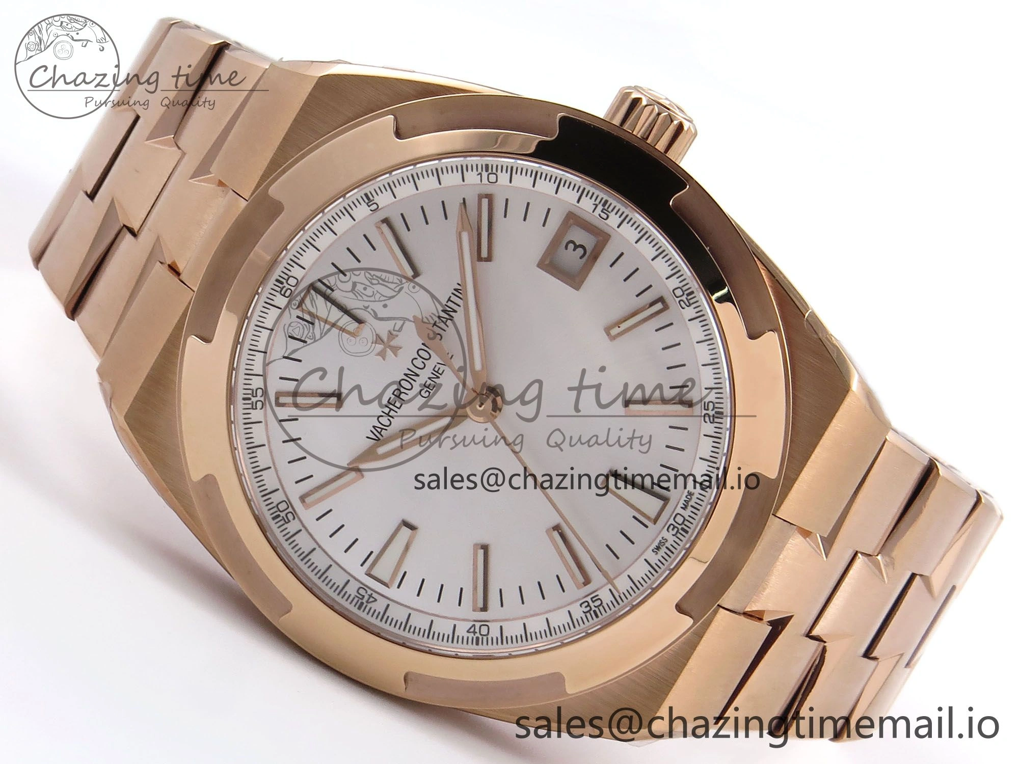 Breathable Overseas 4500V RG 8F 1:1 Best Edition White Dial on RG Bracelet A 9839