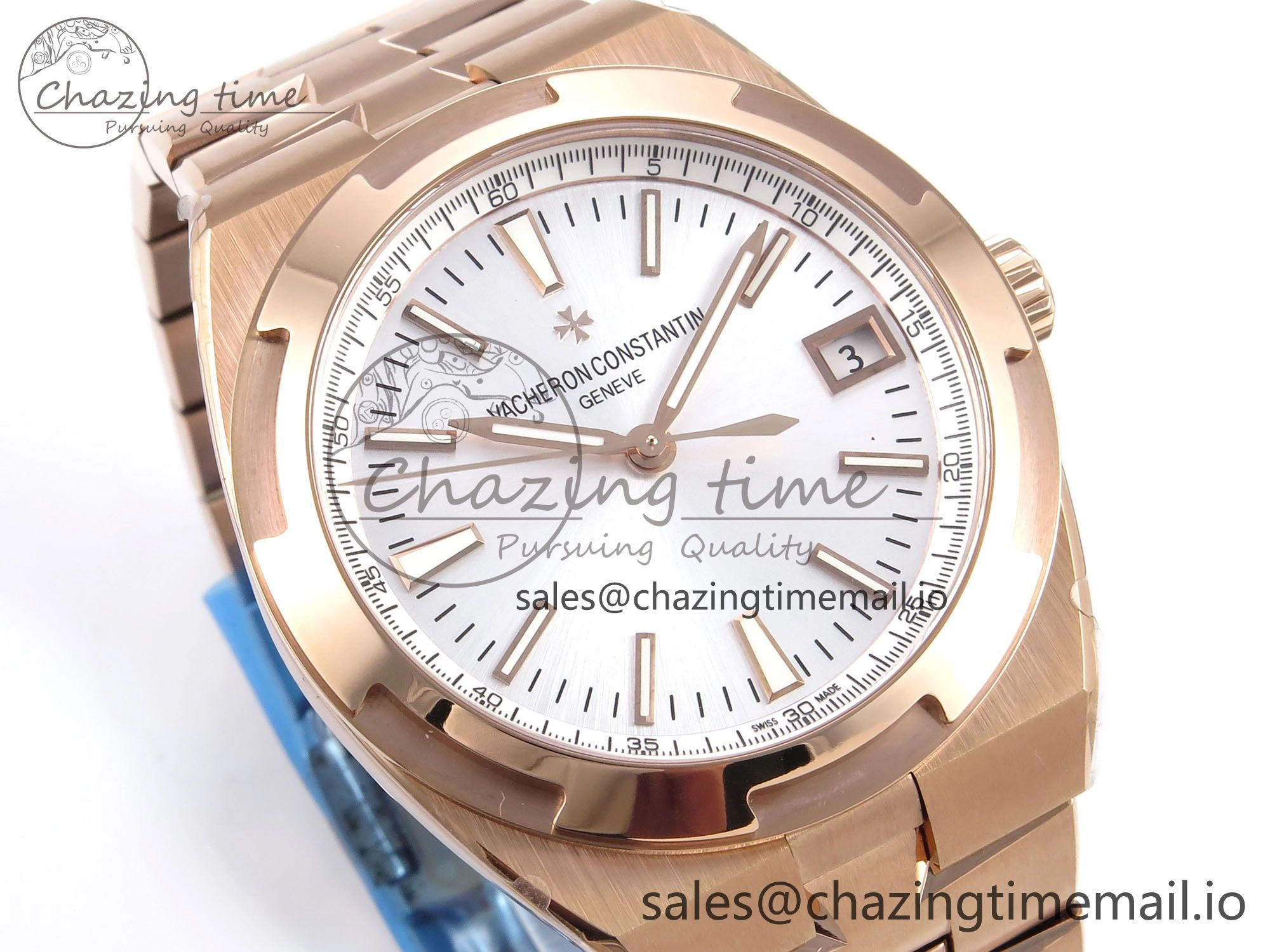 Breathable Overseas 4500V RG 8F 1:1 Best Edition White Dial on RG Bracelet A 9839
