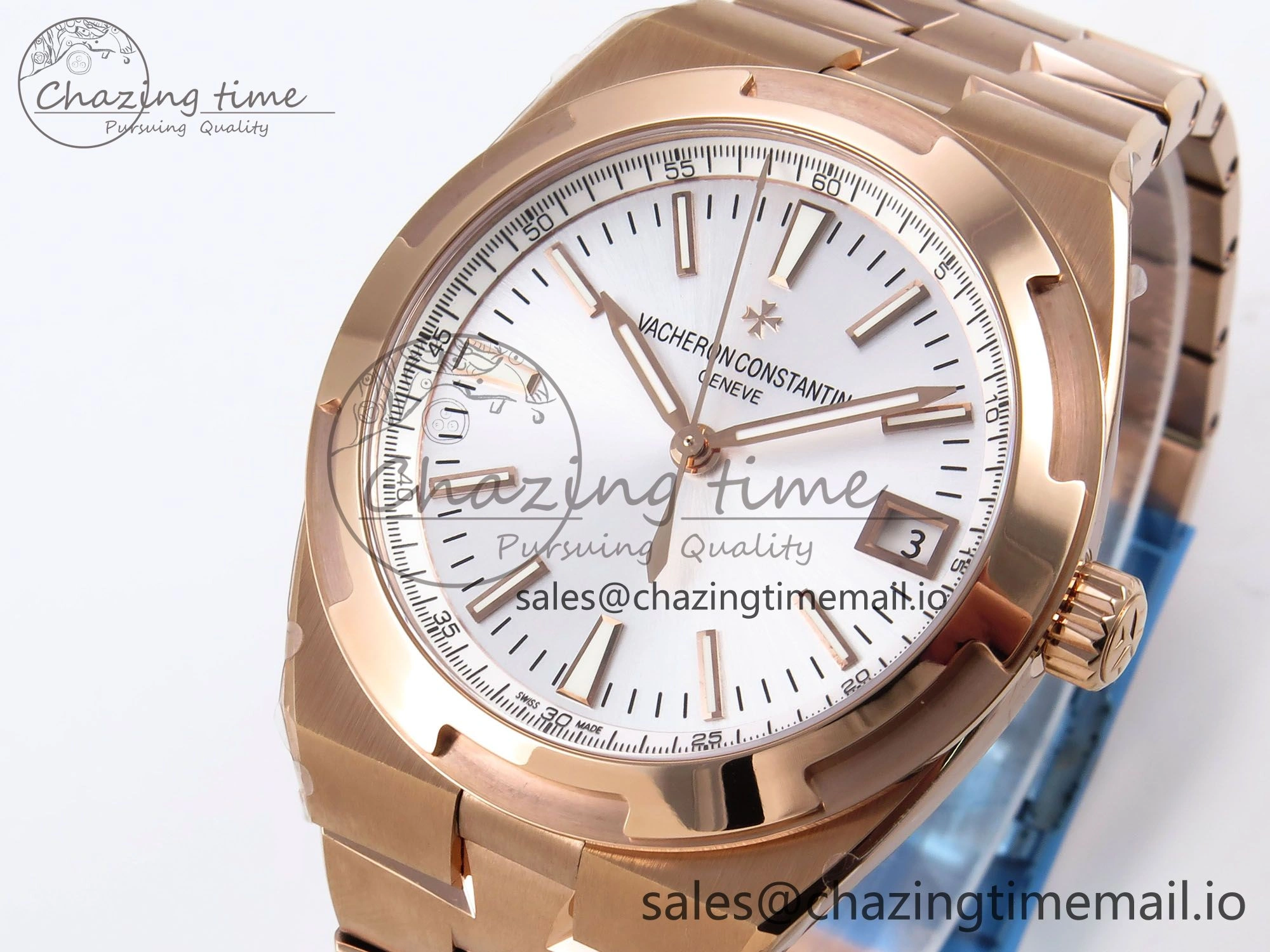 Breathable Overseas 4500V RG 8F 1:1 Best Edition White Dial on RG Bracelet A 9839