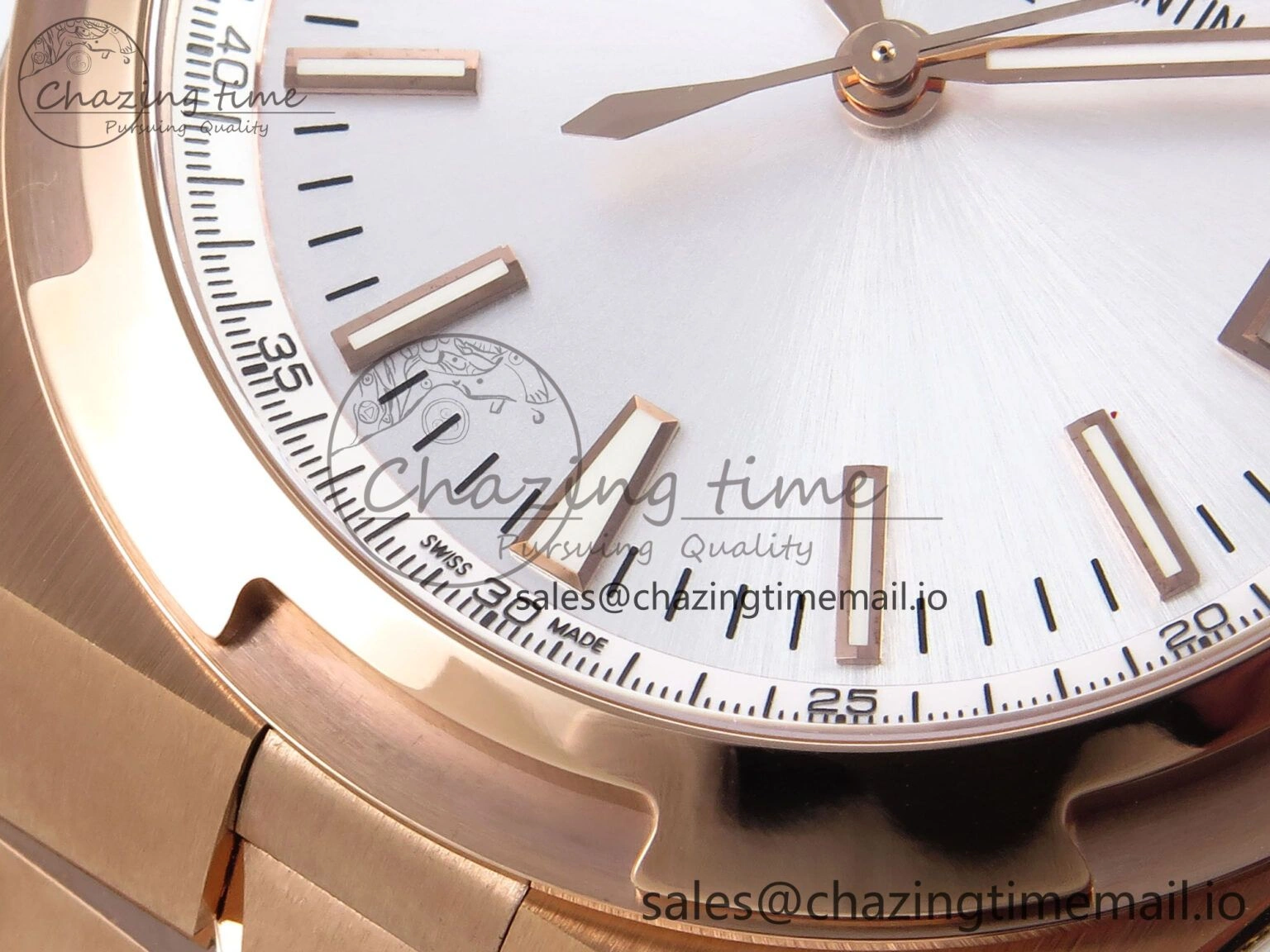 Breathable Overseas 4500V RG 8F 1:1 Best Edition White Dial on RG Bracelet A 9839
