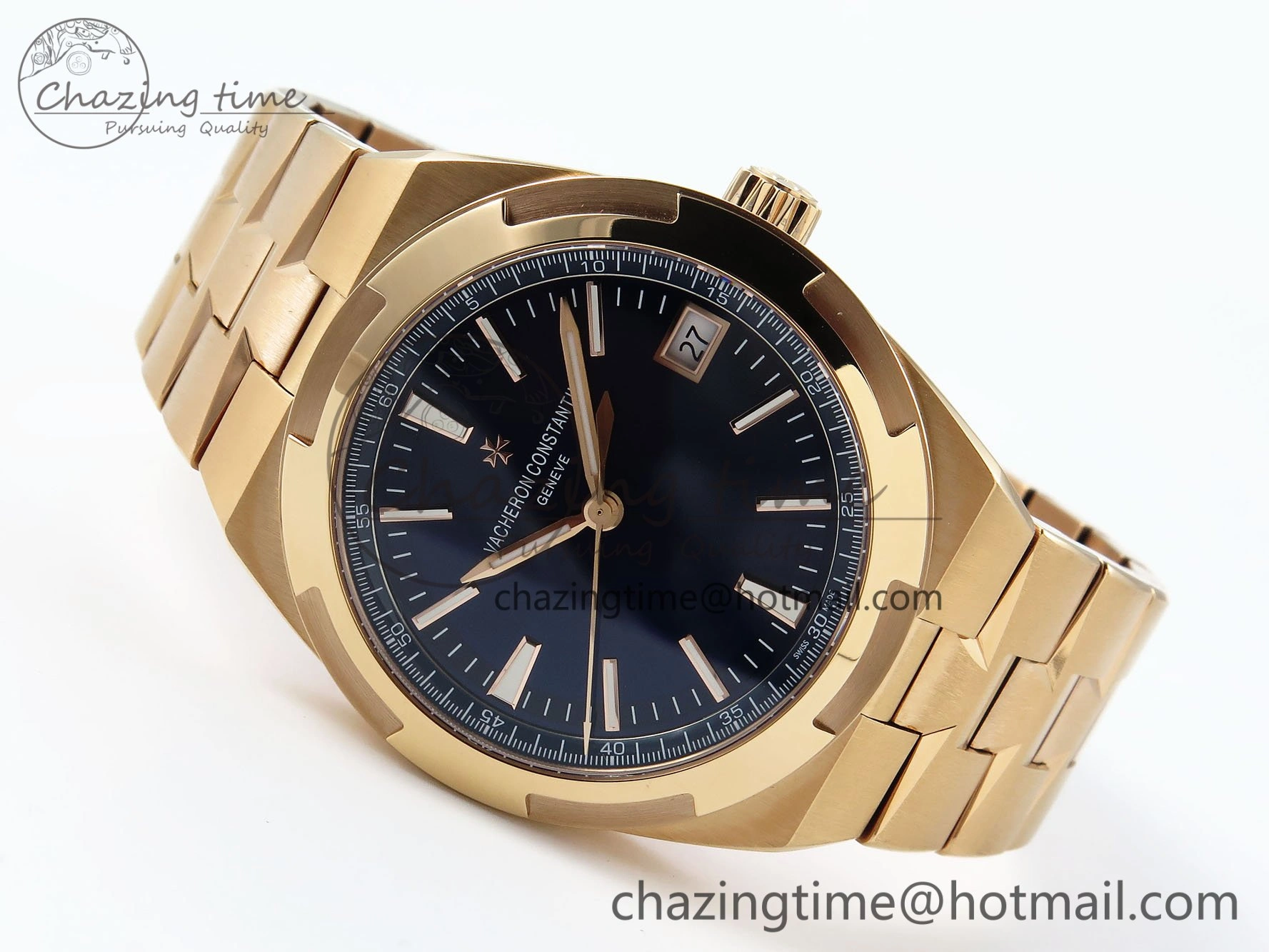 Sophisticated Overseas 4500V RG ZF 1:1 Best Edition Blue Dial on RG Bracelet A 9882