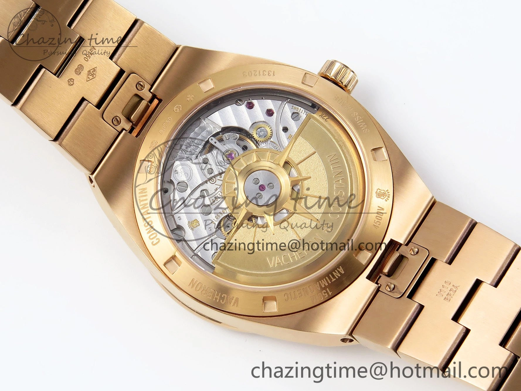 Sophisticated Overseas 4500V RG ZF 1:1 Best Edition Blue Dial on RG Bracelet A 9882