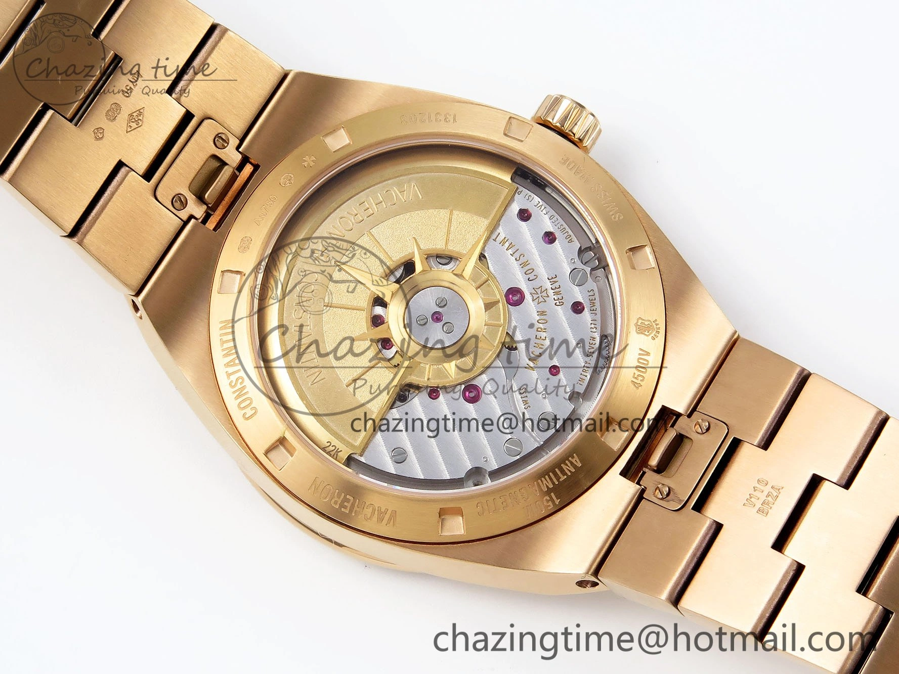 Sophisticated Overseas 4500V RG ZF 1:1 Best Edition Blue Dial on RG Bracelet A 9882
