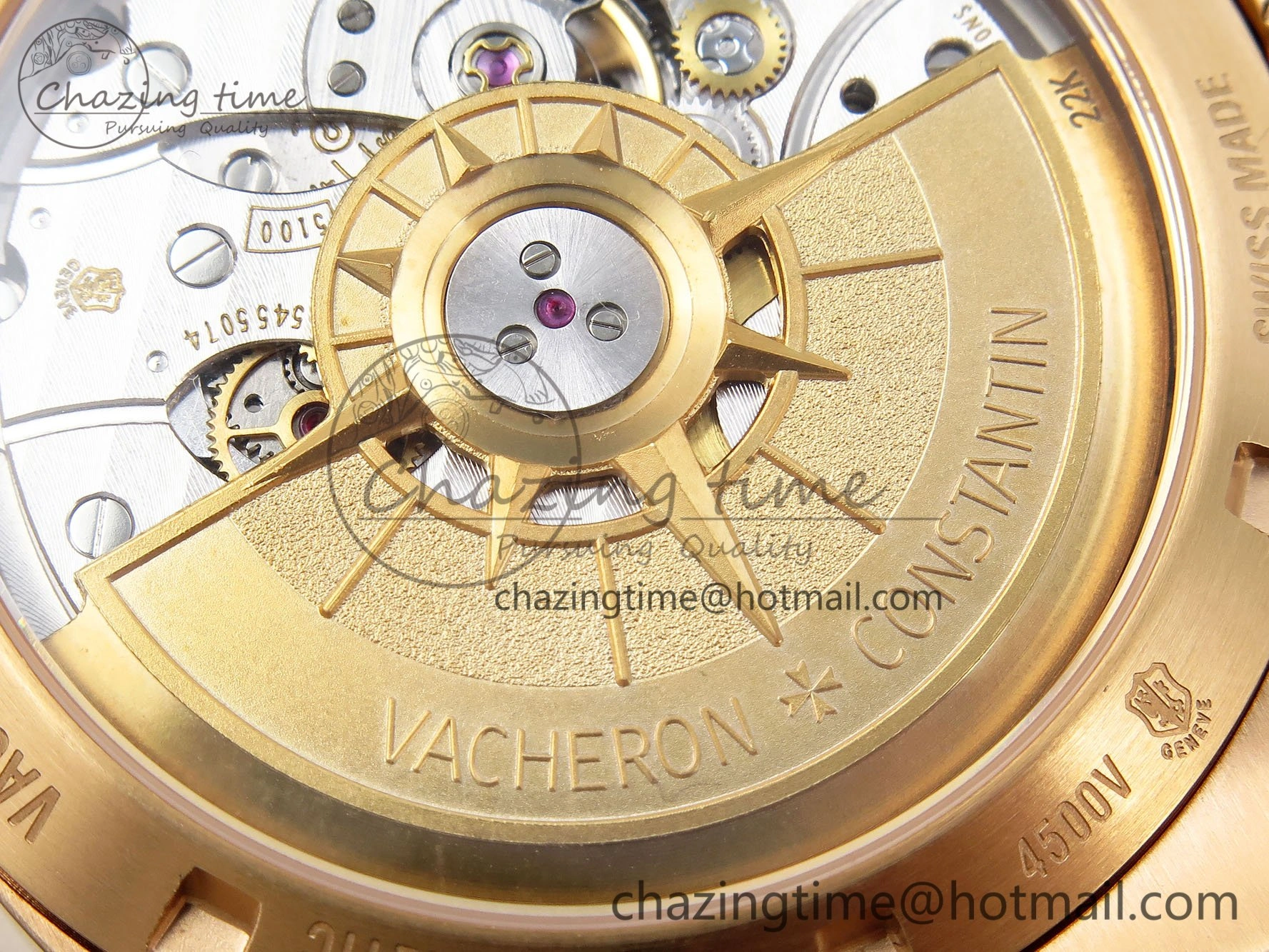 Sophisticated Overseas 4500V RG ZF 1:1 Best Edition Blue Dial on RG Bracelet A 9882