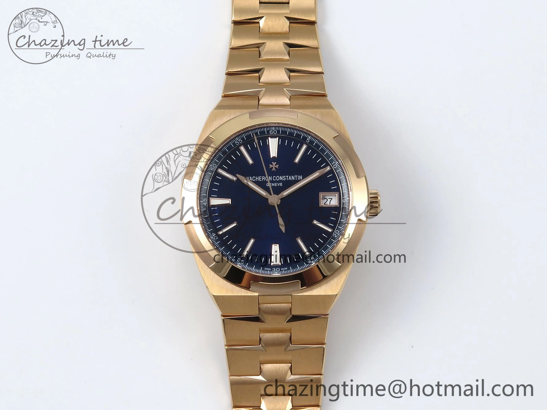 Sophisticated Overseas 4500V RG ZF 1:1 Best Edition Blue Dial on RG Bracelet A 9882