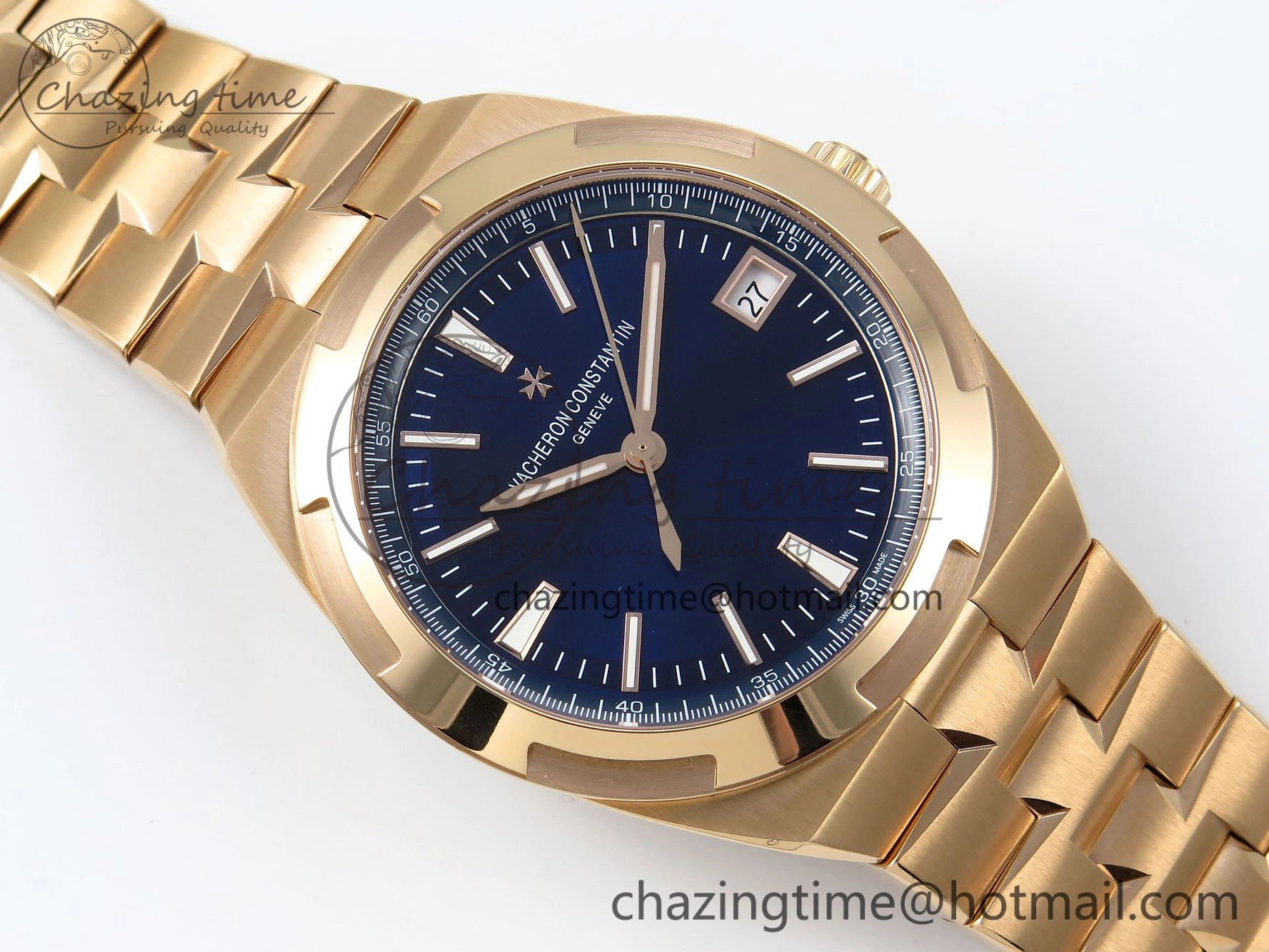 Sophisticated Overseas 4500V RG ZF 1:1 Best Edition Blue Dial on RG Bracelet A 9882
