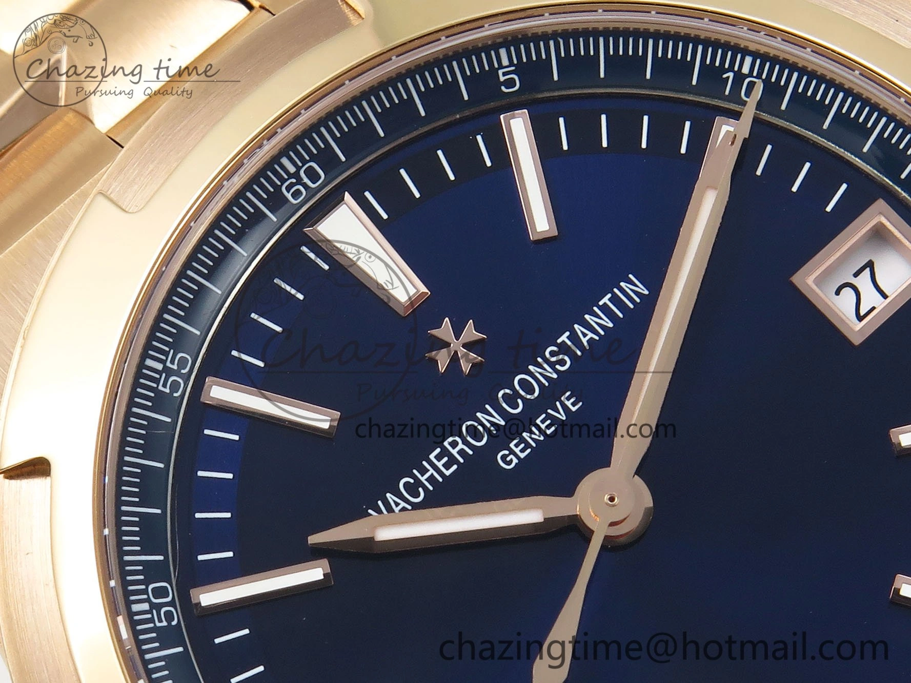 Sophisticated Overseas 4500V RG ZF 1:1 Best Edition Blue Dial on RG Bracelet A 9882