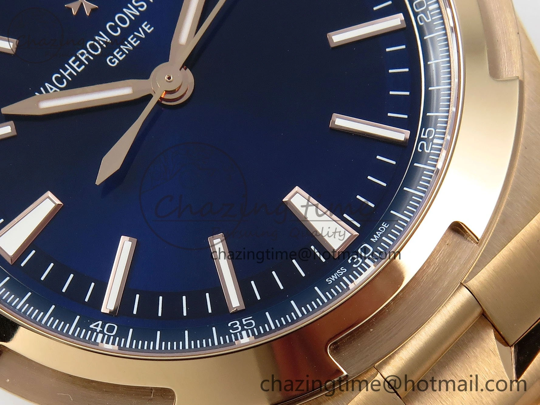 Sophisticated Overseas 4500V RG ZF 1:1 Best Edition Blue Dial on RG Bracelet A 9882