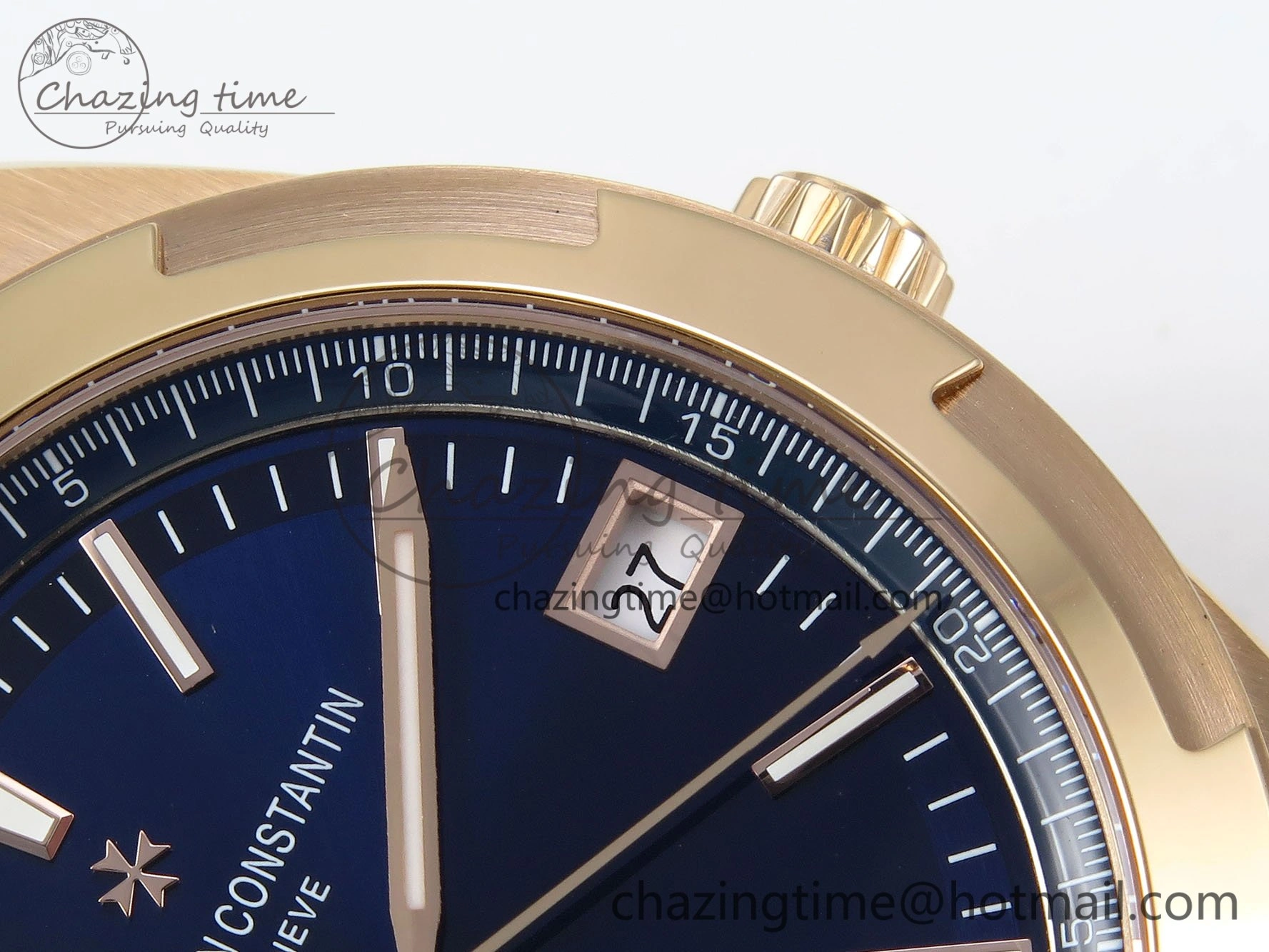 Sophisticated Overseas 4500V RG ZF 1:1 Best Edition Blue Dial on RG Bracelet A 9882