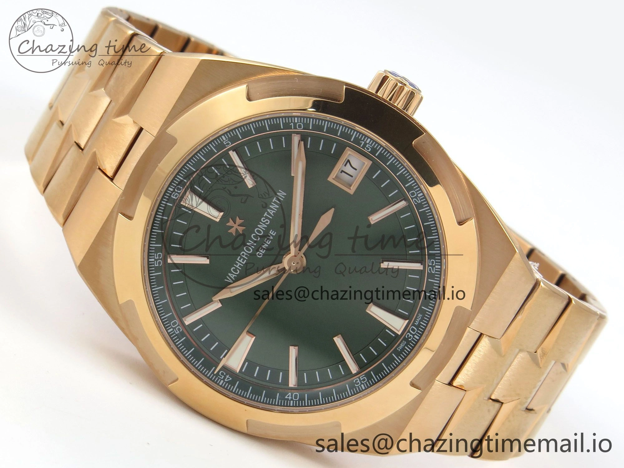 SoftTouch Overseas 4500V RG ZF 1:1 Best Edition Green Dial on RG Bracelet A 9817