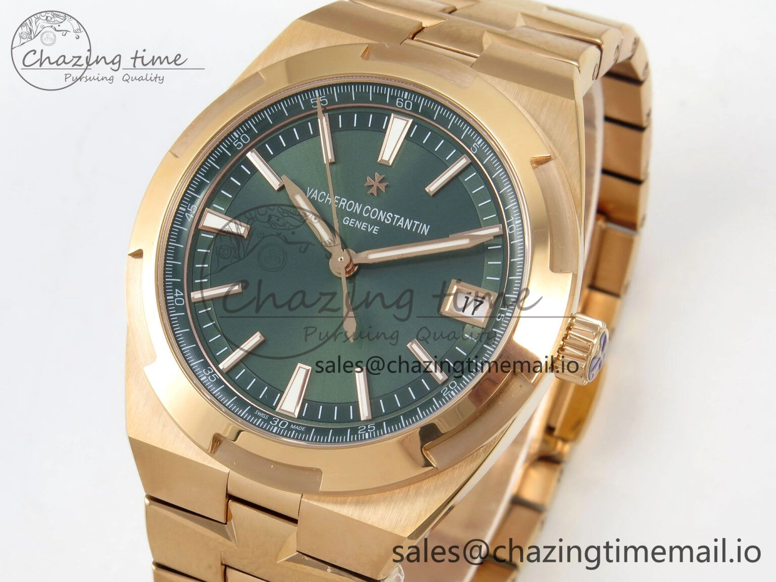 SoftTouch Overseas 4500V RG ZF 1:1 Best Edition Green Dial on RG Bracelet A 9817