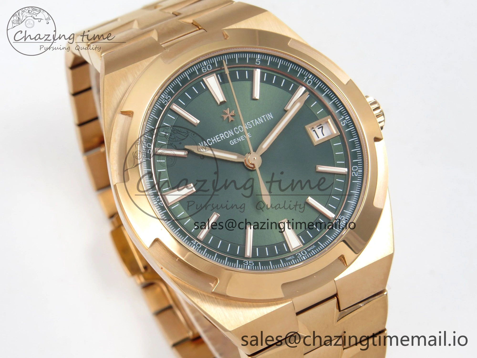SoftTouch Overseas 4500V RG ZF 1:1 Best Edition Green Dial on RG Bracelet A 9817