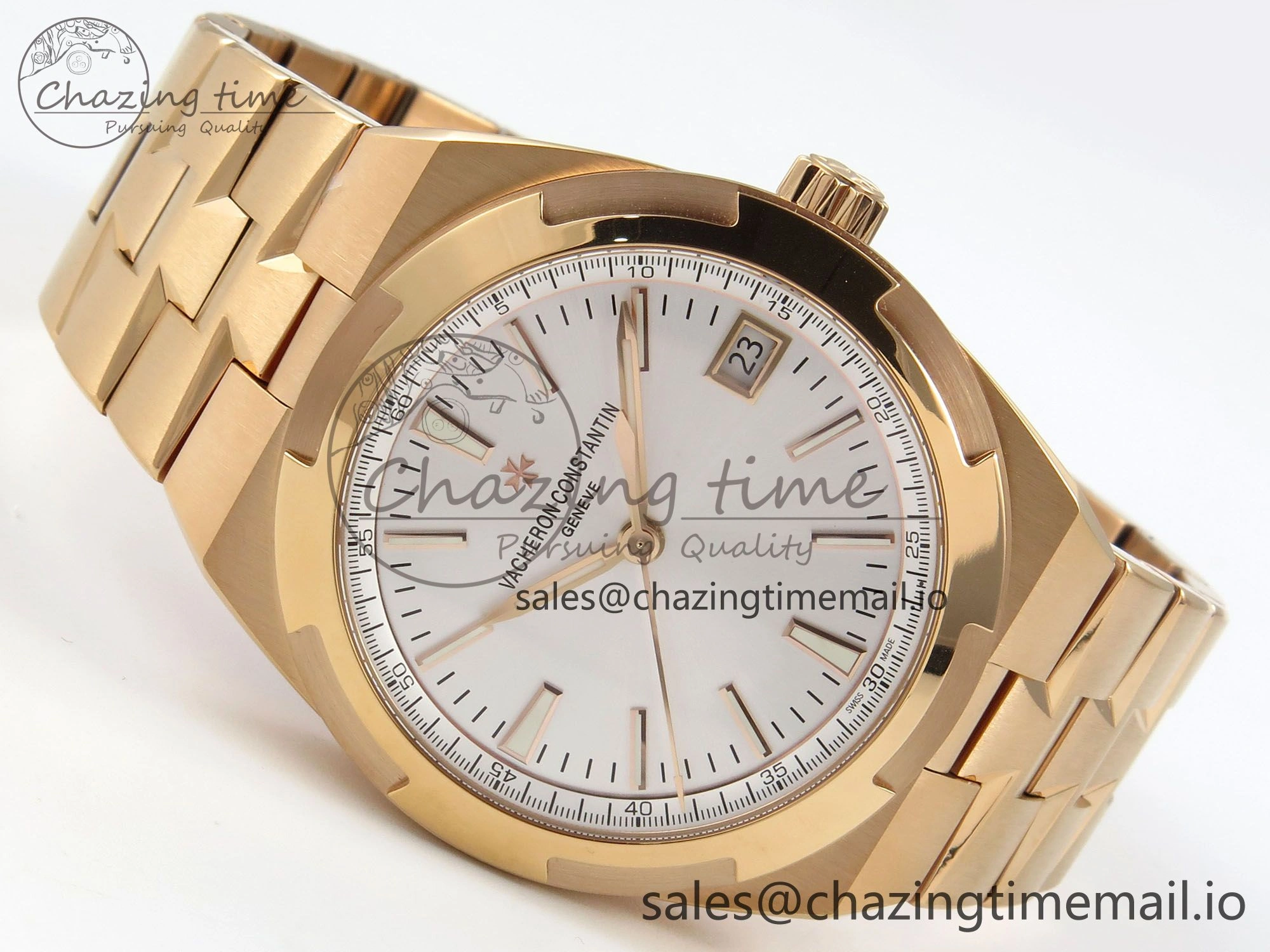 Unisex Overseas 4500V RG ZF 1:1 Best Edition White Dial on RG Bracelet A 9820