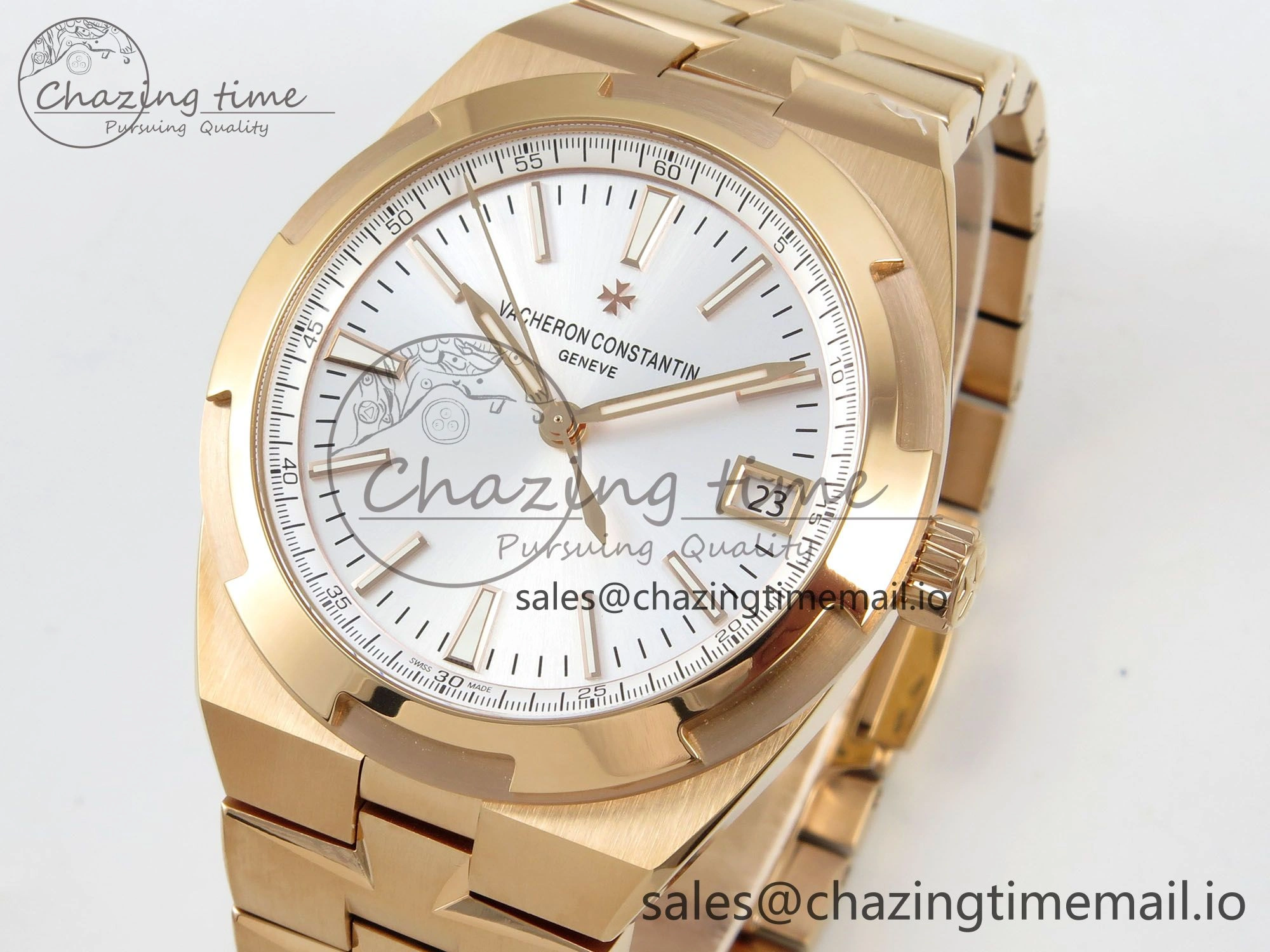 Unisex Overseas 4500V RG ZF 1:1 Best Edition White Dial on RG Bracelet A 9820