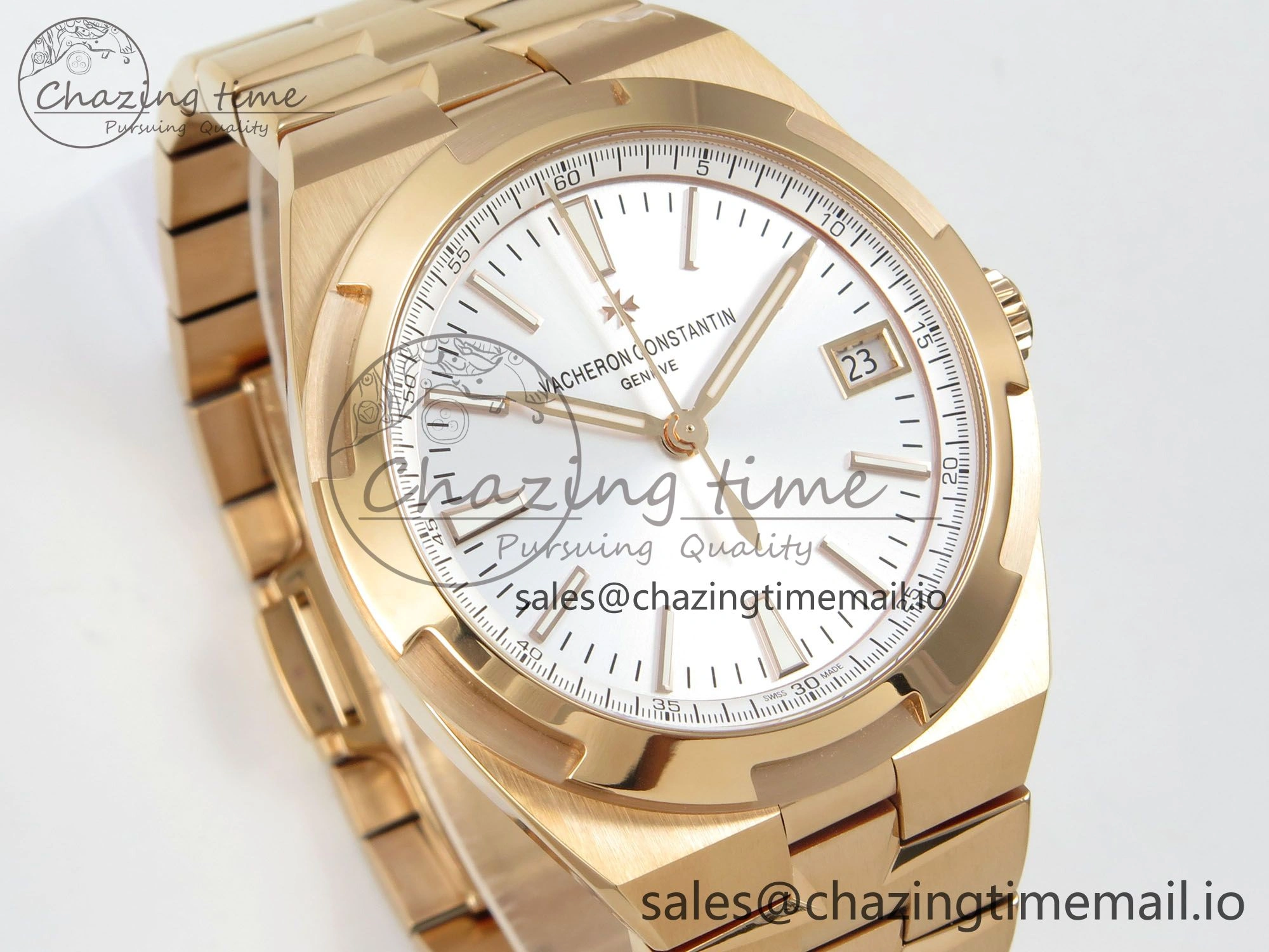 Unisex Overseas 4500V RG ZF 1:1 Best Edition White Dial on RG Bracelet A 9820