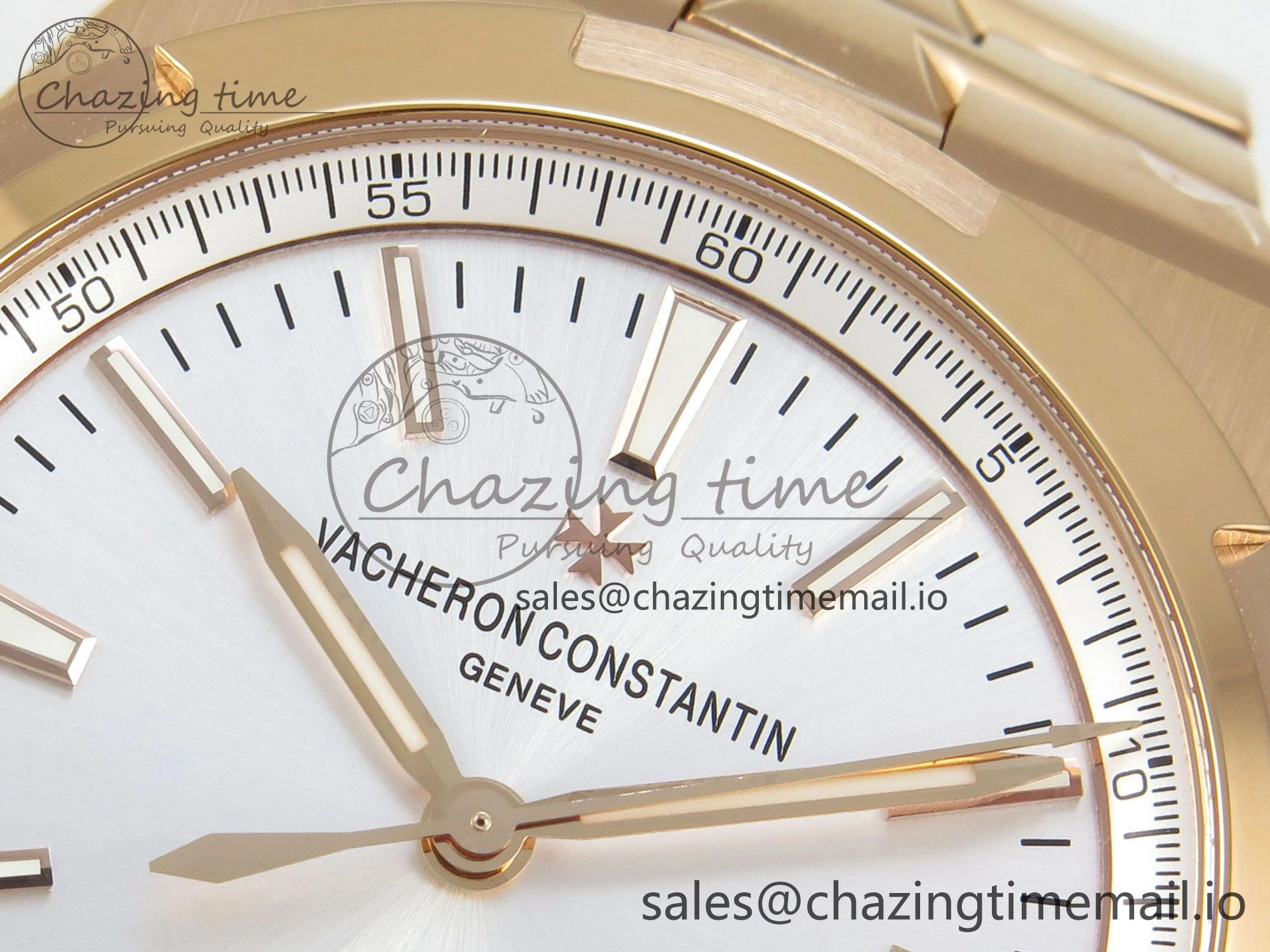 Unisex Overseas 4500V RG ZF 1:1 Best Edition White Dial on RG Bracelet A 9820