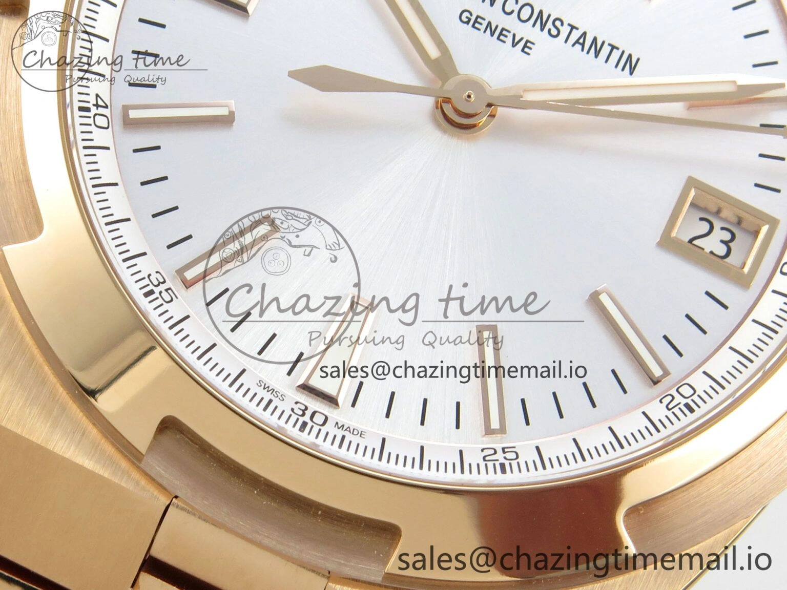 Unisex Overseas 4500V RG ZF 1:1 Best Edition White Dial on RG Bracelet A 9820