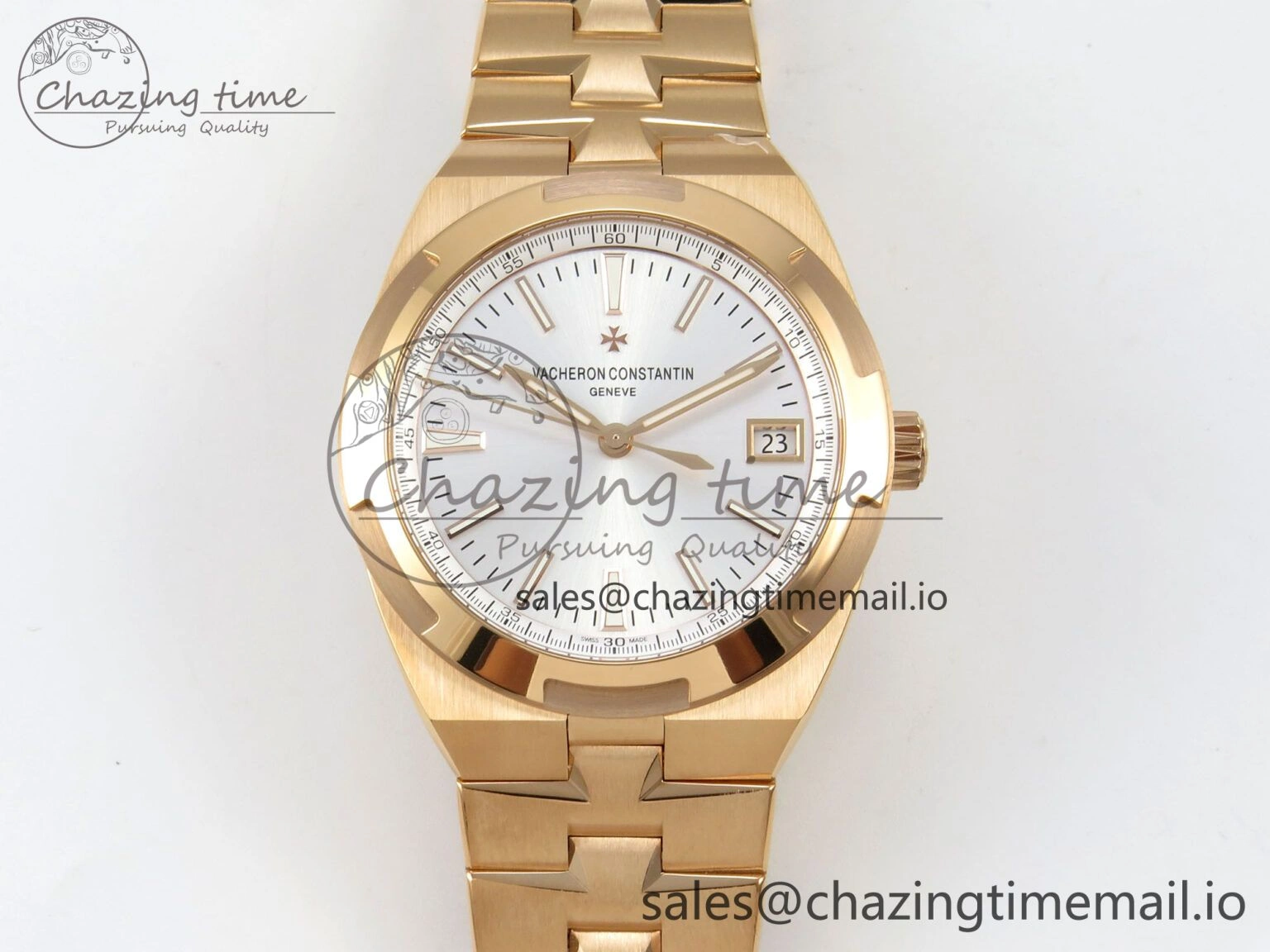 Unisex Overseas 4500V RG ZF 1:1 Best Edition White Dial on RG Bracelet A 9820